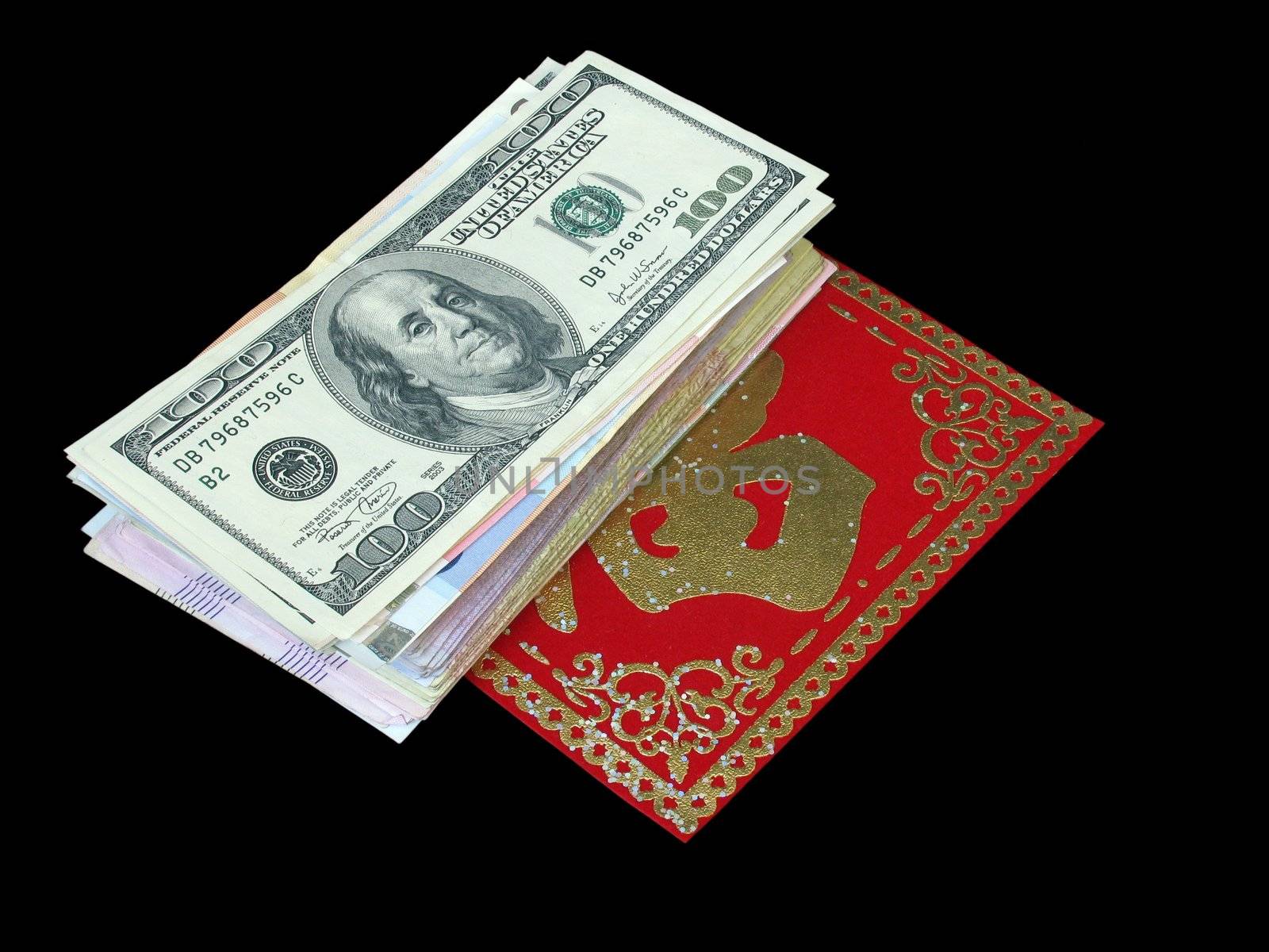 pile of banknotes on chinese rug for calculating money