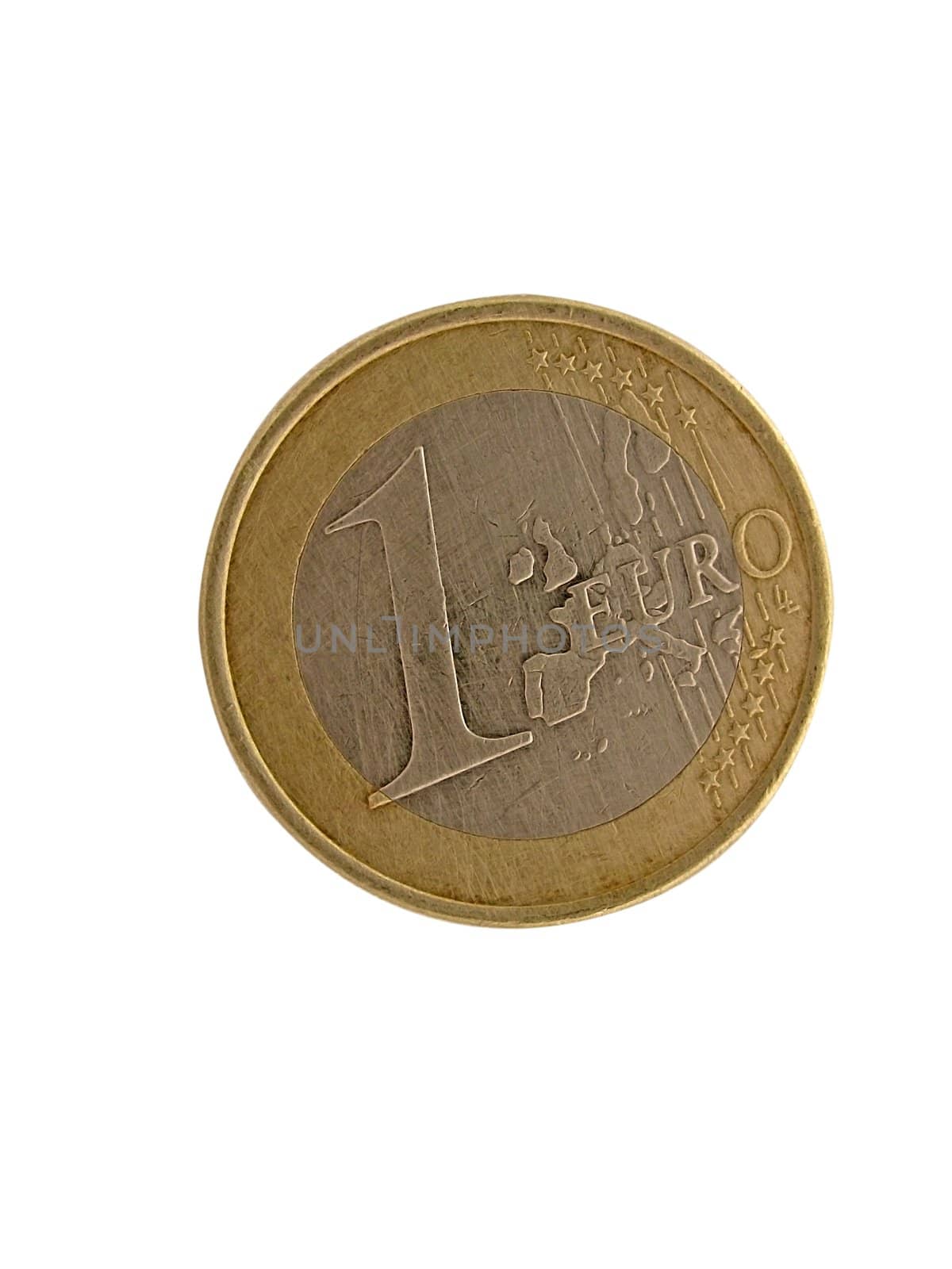 one euro  coin isolated on white background