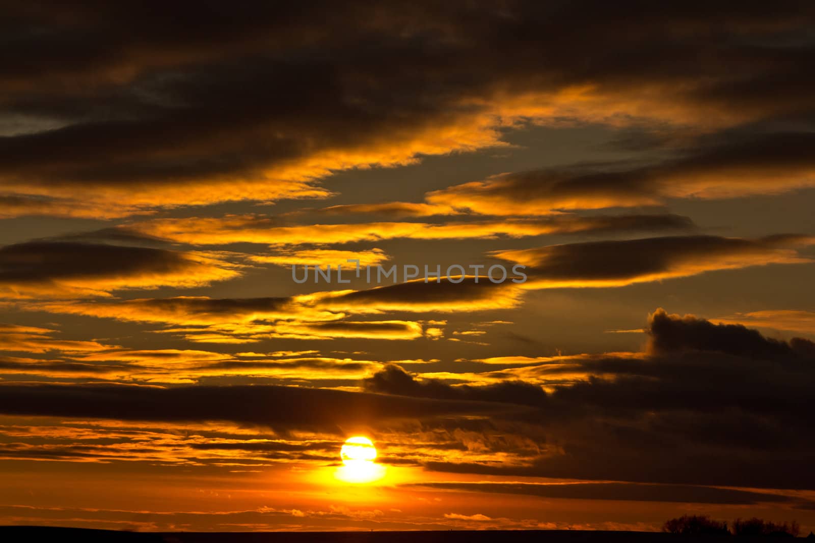 Stormy clouds over the sky during a sunset on a cold winter day in Regina