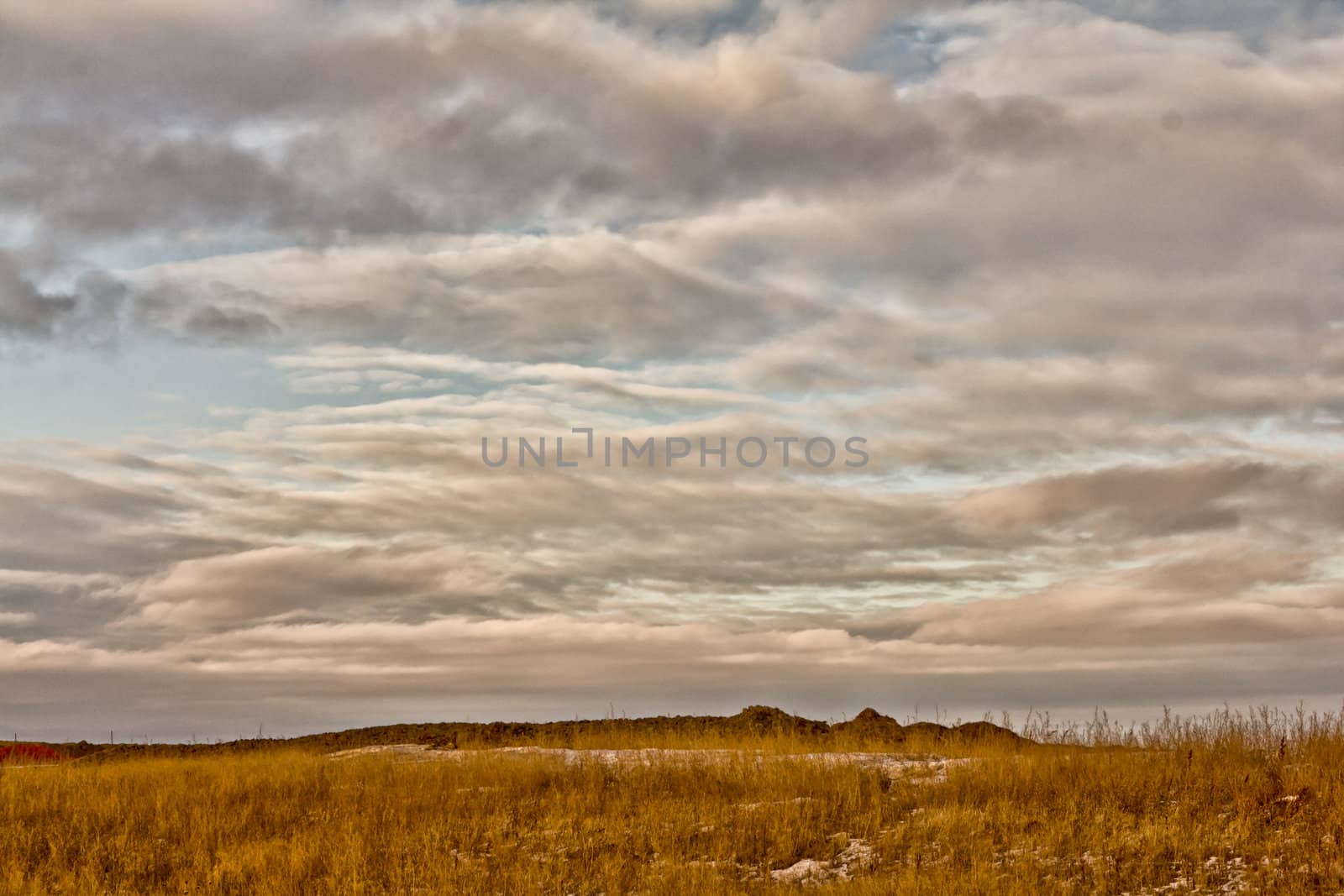 Beautiful flat lands of Saskatchewan on a mild winter day