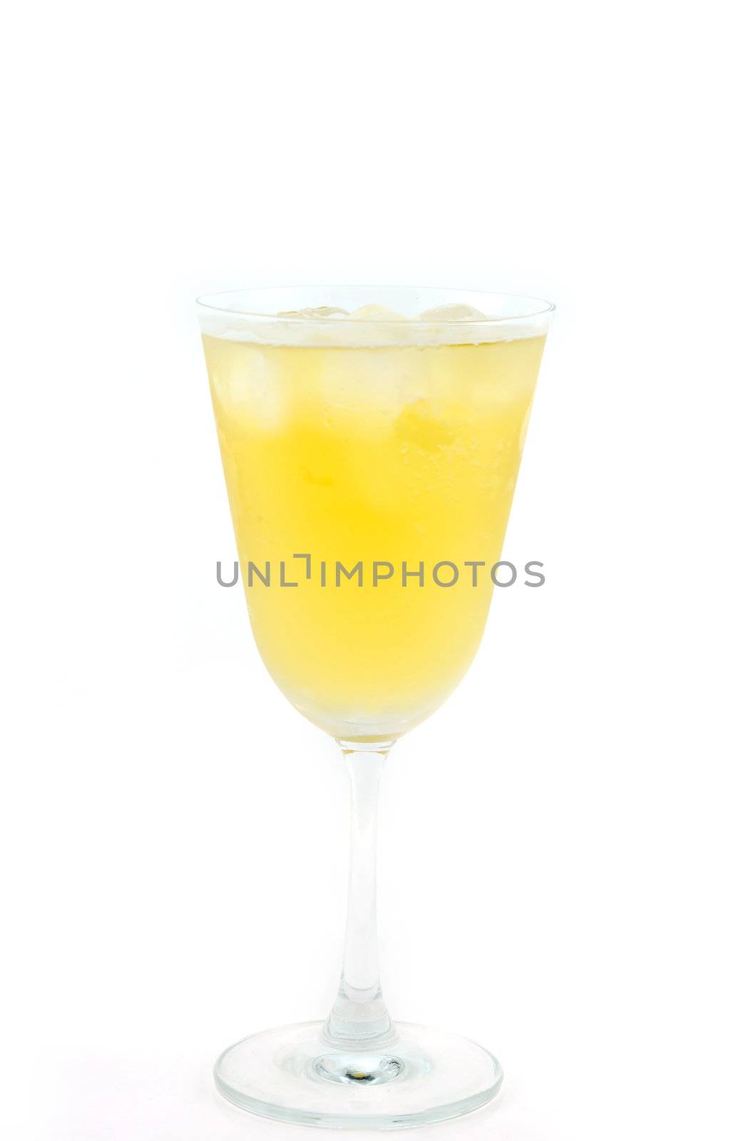 Pineapple juice in a glass  on white background