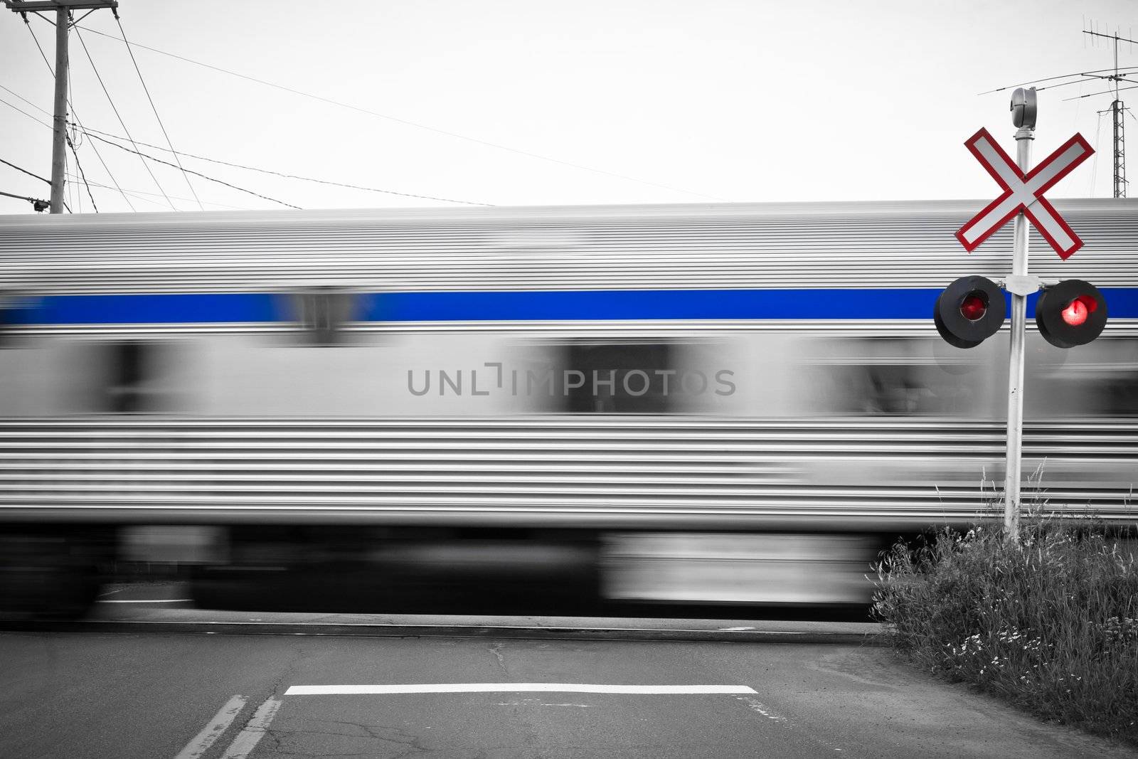 Passing trains at level crossing