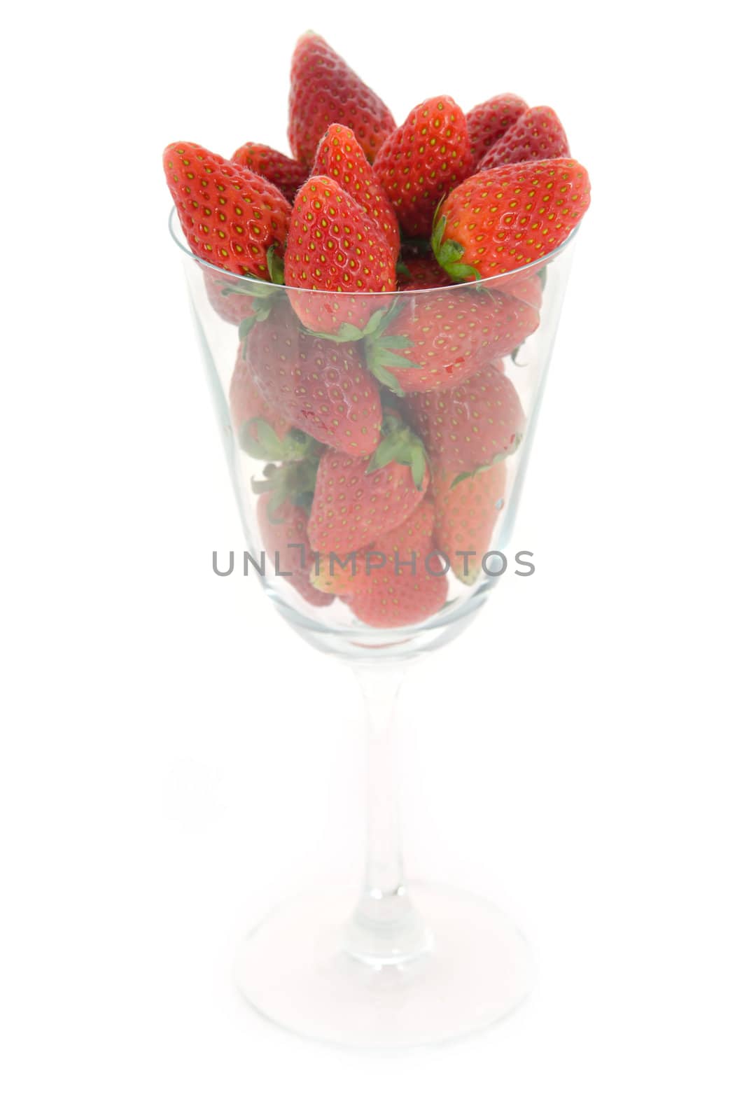 fresh ripe strawberry in glass  on white background