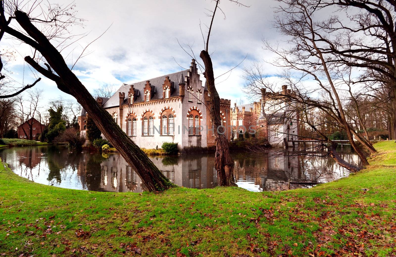 castle surrounded with lake in Boxtel, Netherlands
