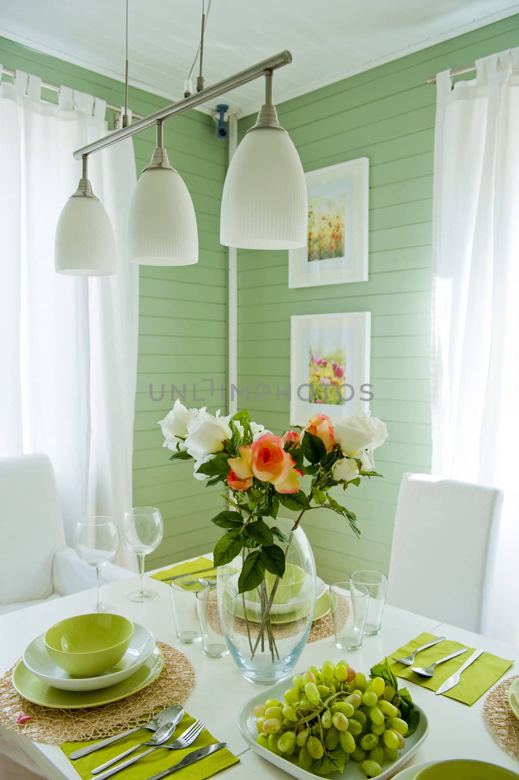 Traditional Scandinavian dining room interior