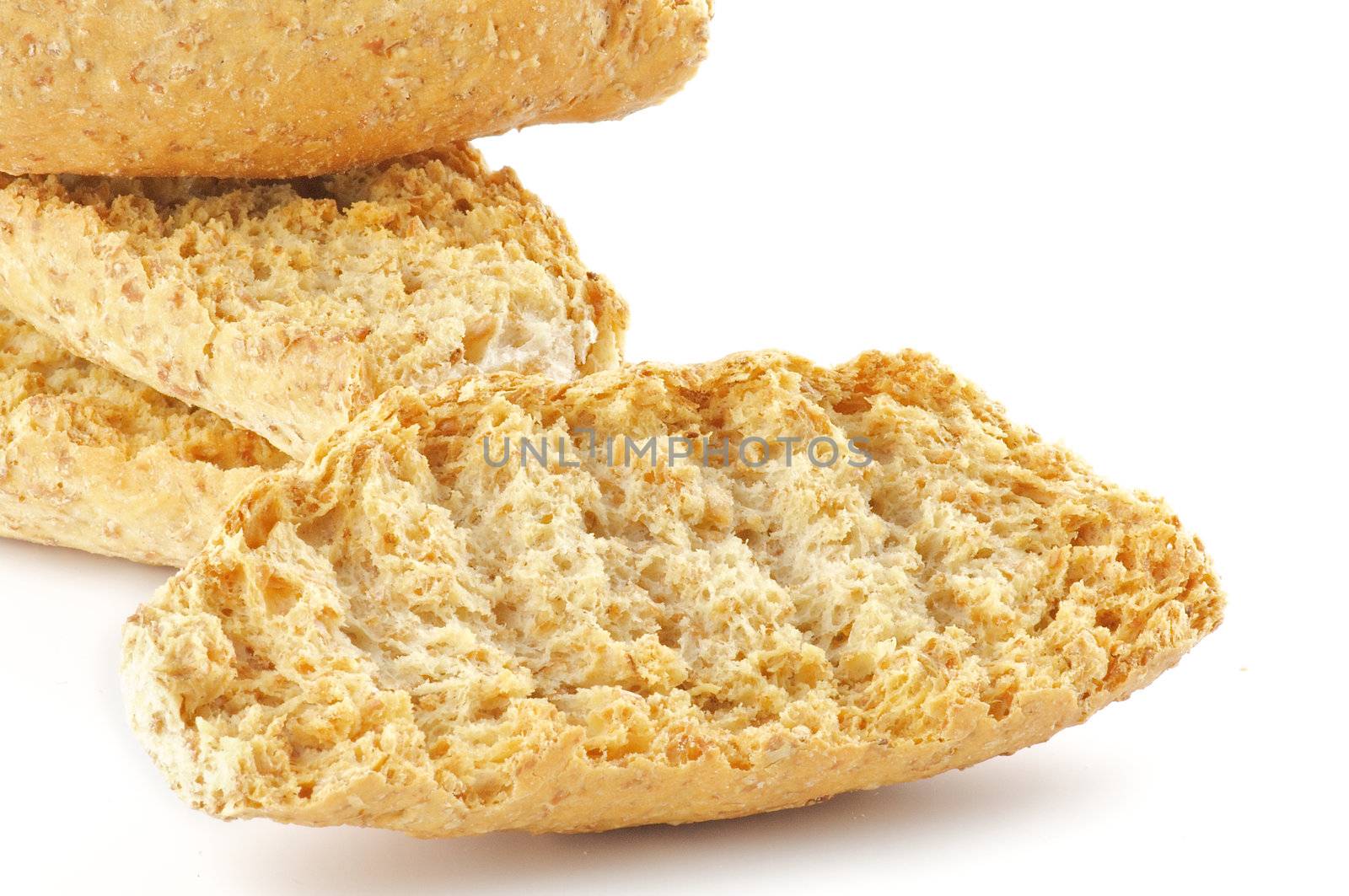 Whole grain biscuits close up on white background