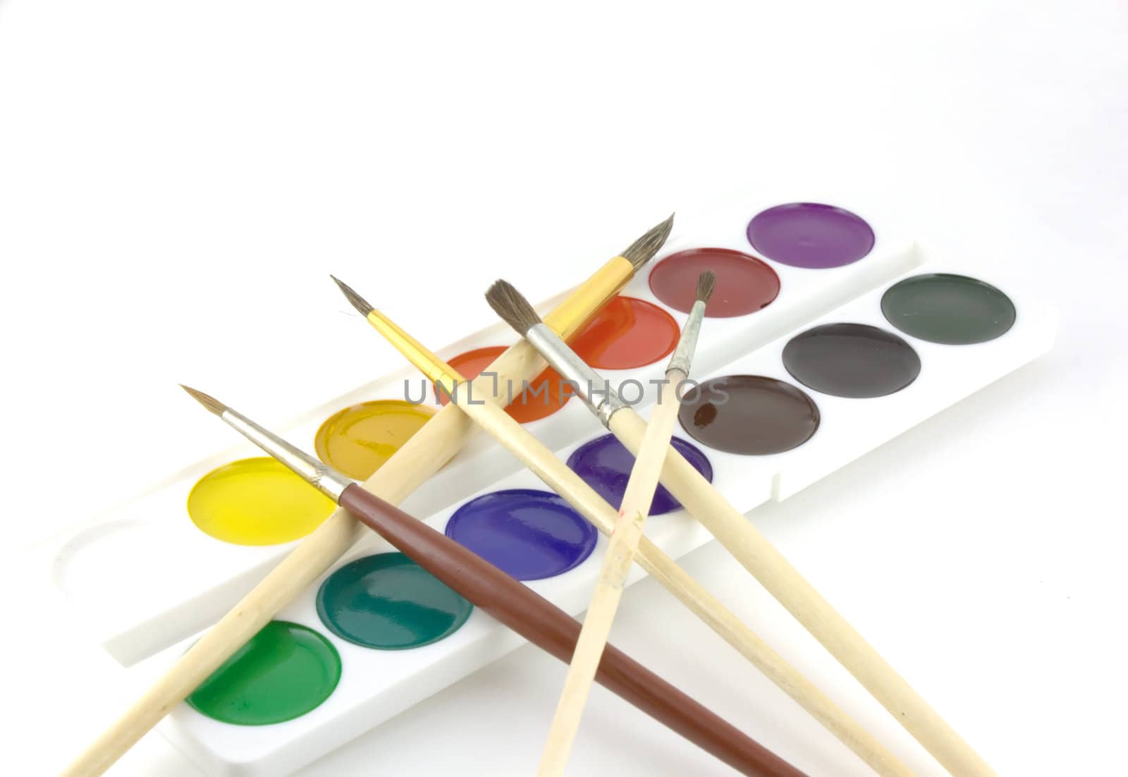 Water-color and paintbrushes by sergpet