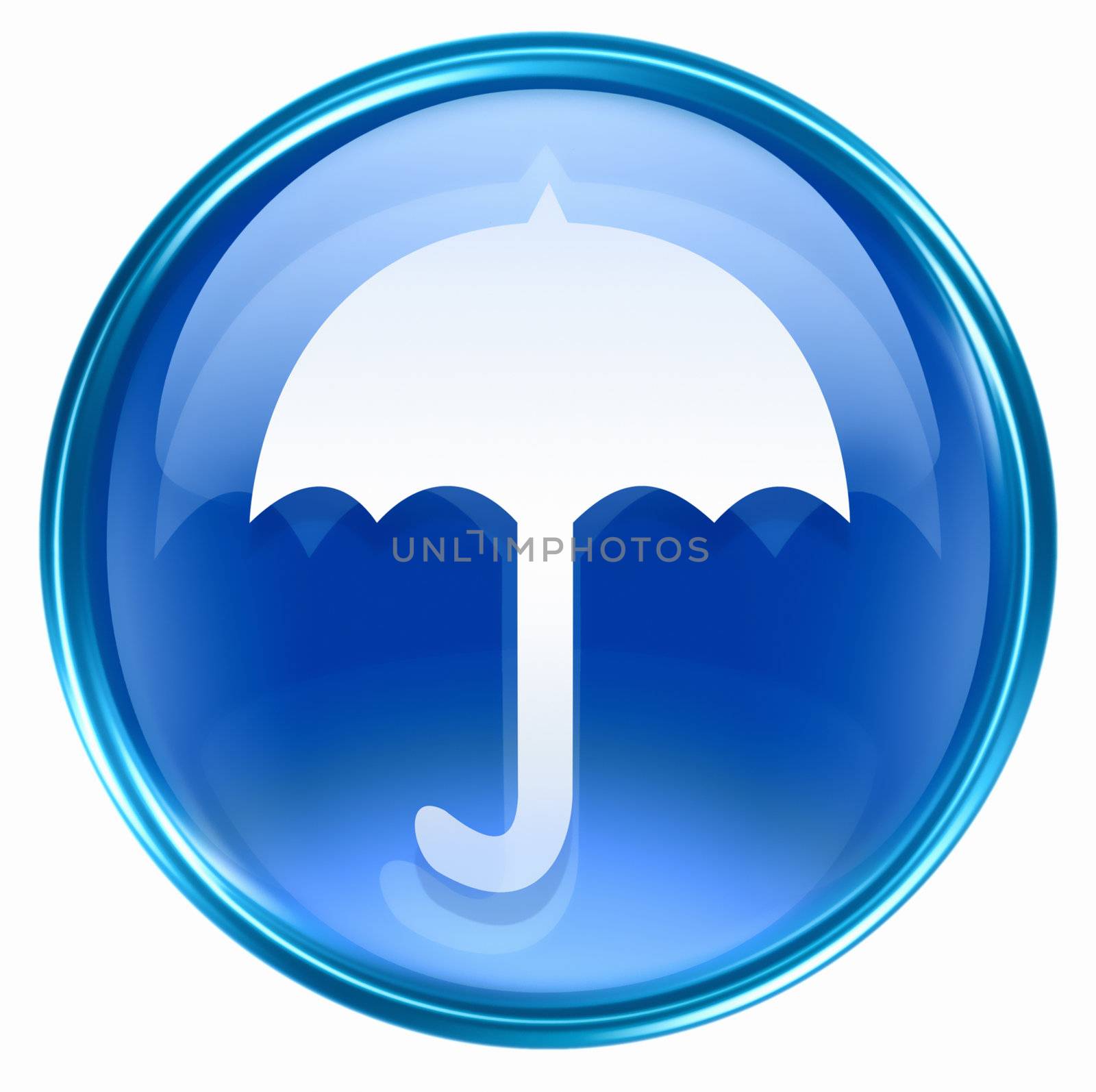 Umbrella icon blue, isolated on white background
