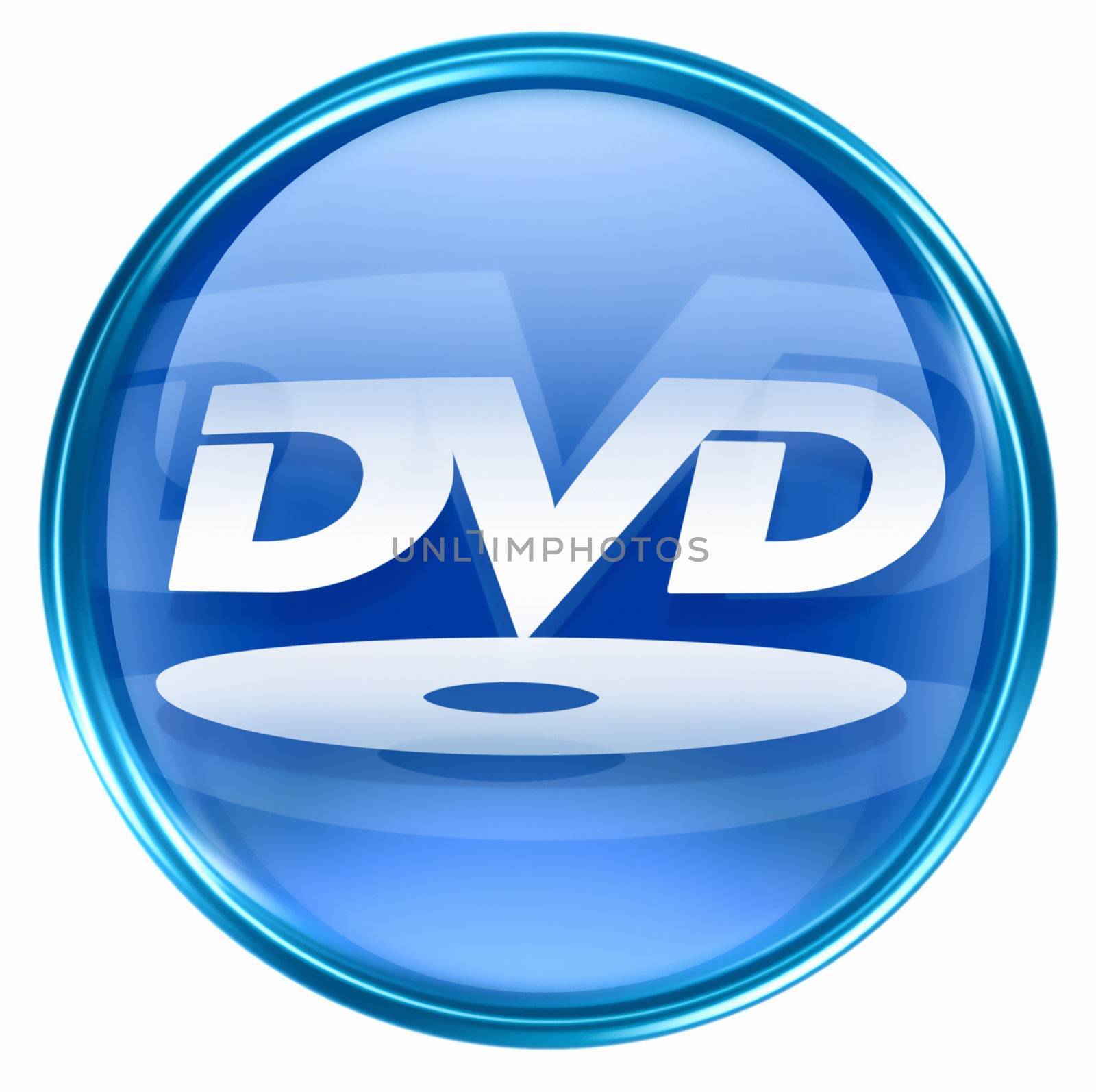 DVD icon blue, isolated on white background.  by zeffss