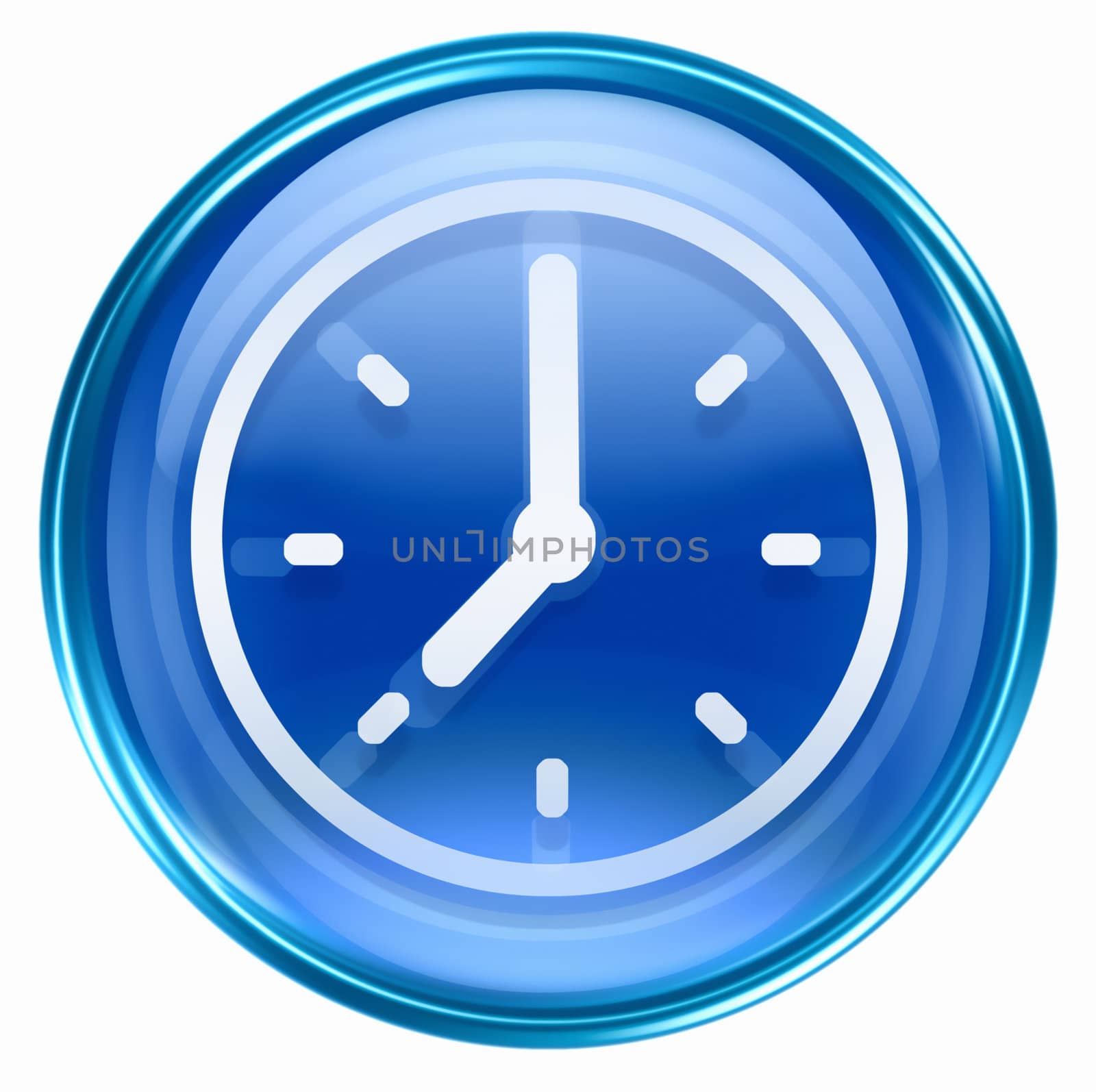 clock icon blue, isolated on white background by zeffss