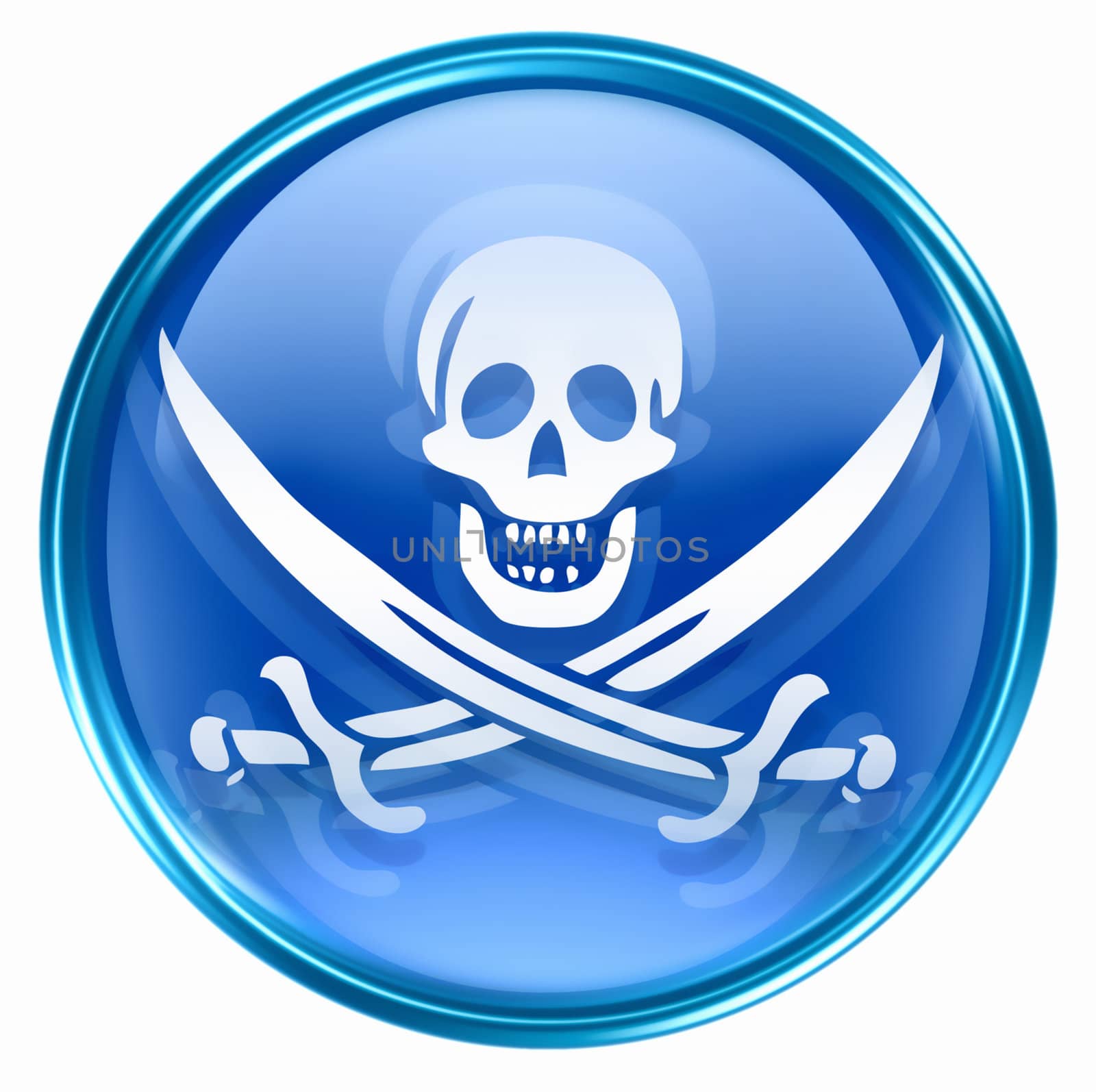Pirate icon blue, isolated on white background.  by zeffss