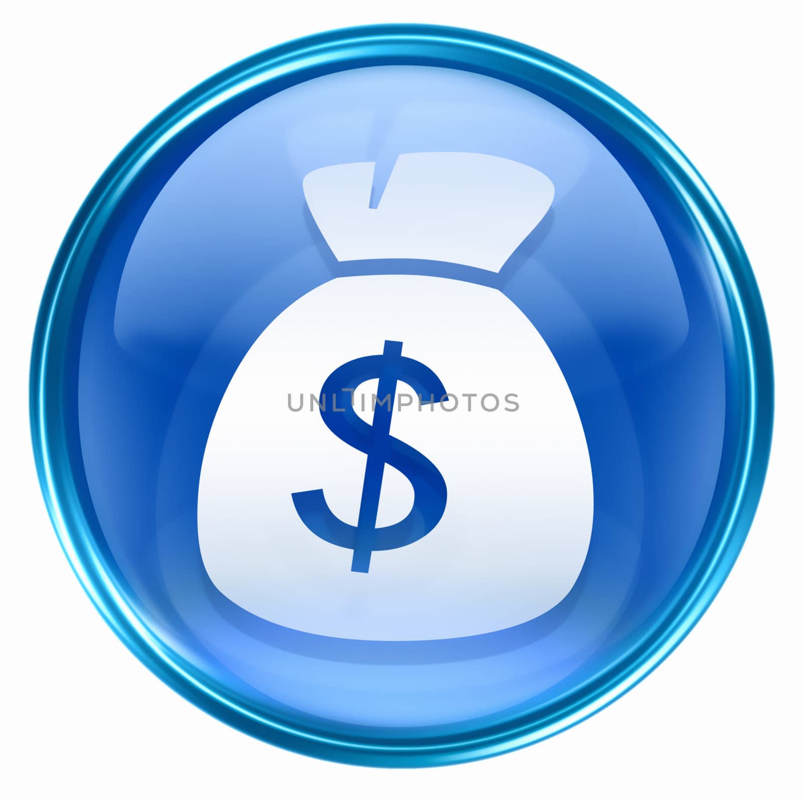 dollar icon blue, isolated on white background. by zeffss