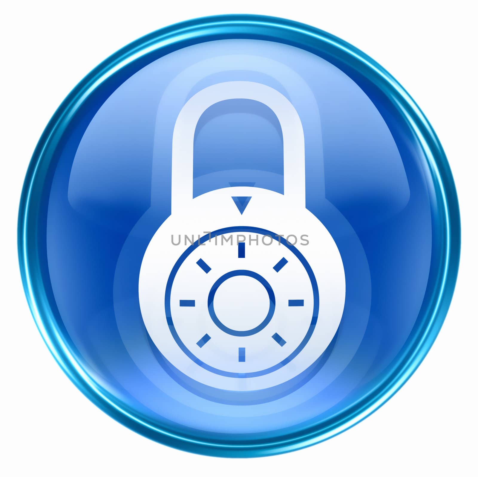 Lock off, icon blue, isolated on white background. by zeffss