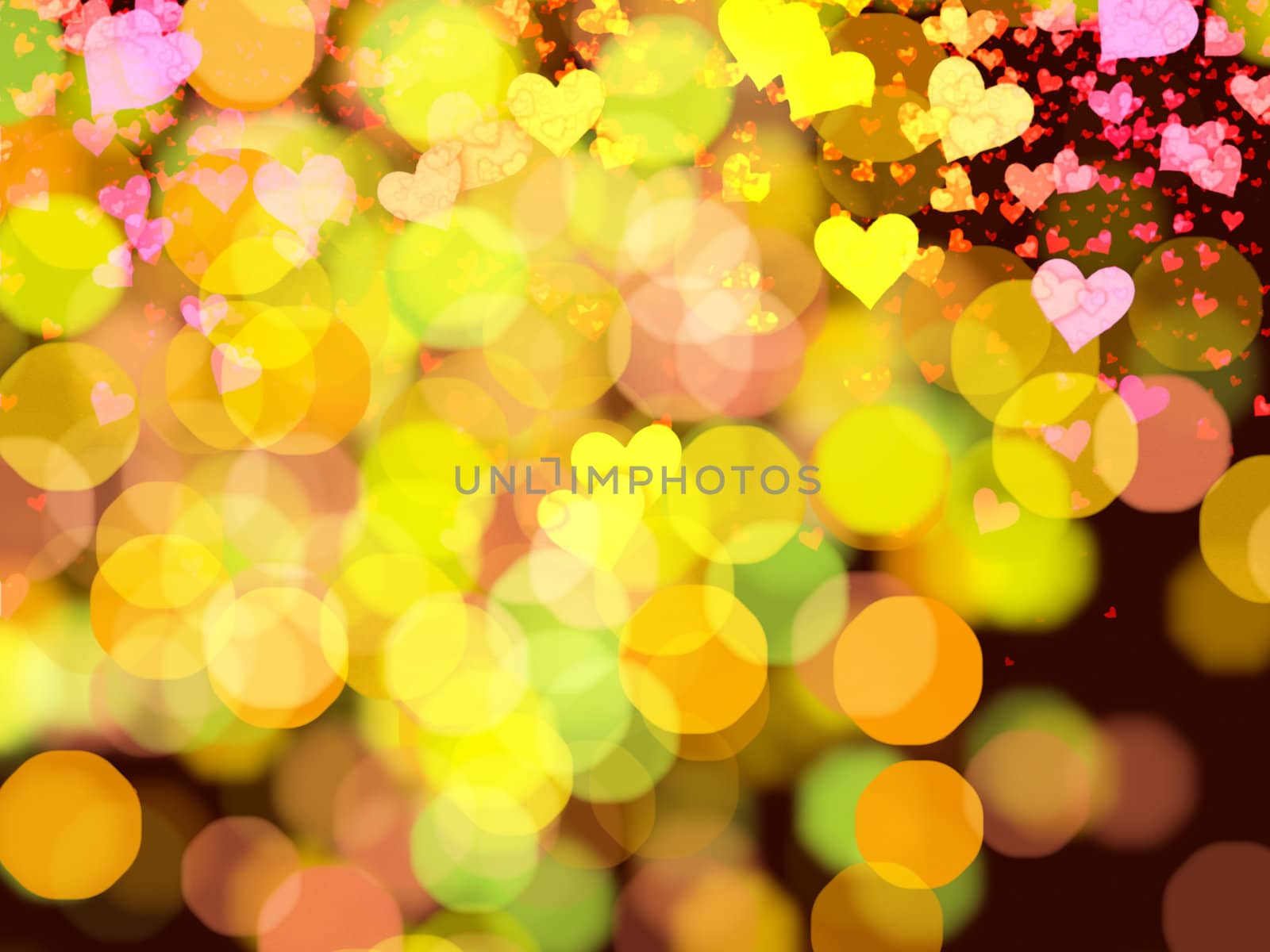 Abstract Background With Hearts and Lights Illustration