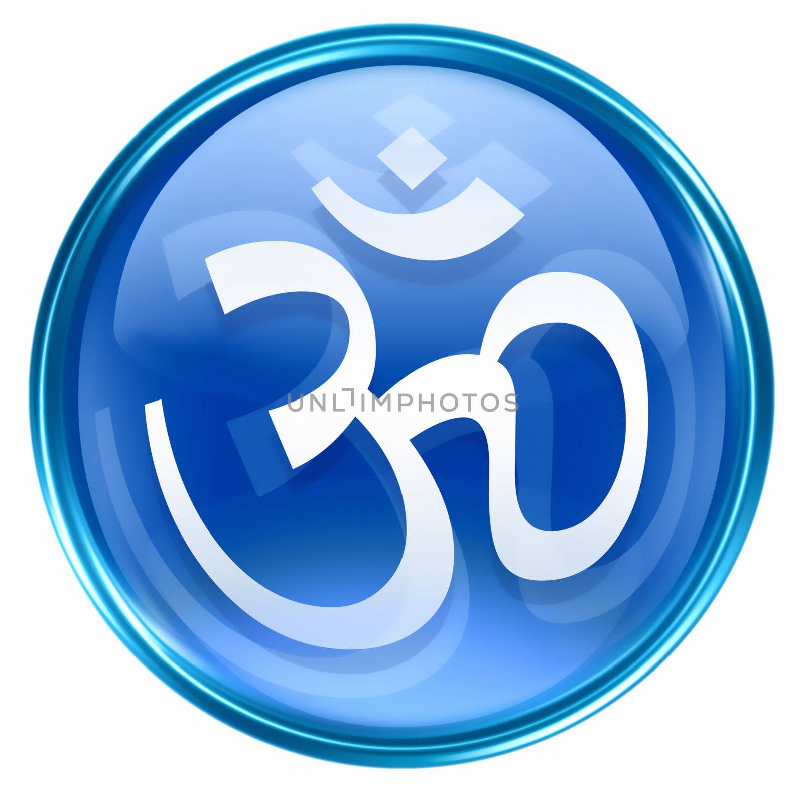 Om Symbol icon blue, isolated on white background. by zeffss