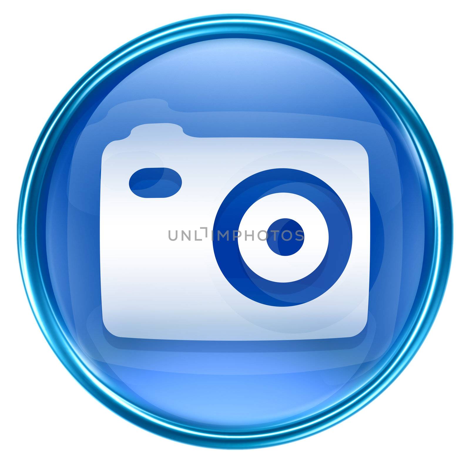 Camera icon blue, isolated on white background by zeffss