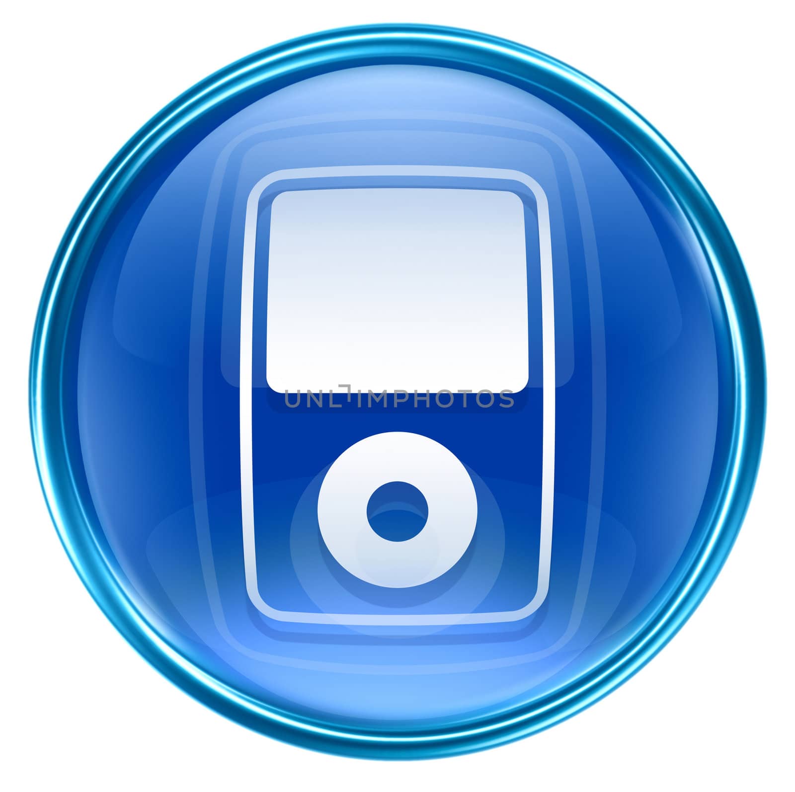 mp3 player blue, isolated on white background