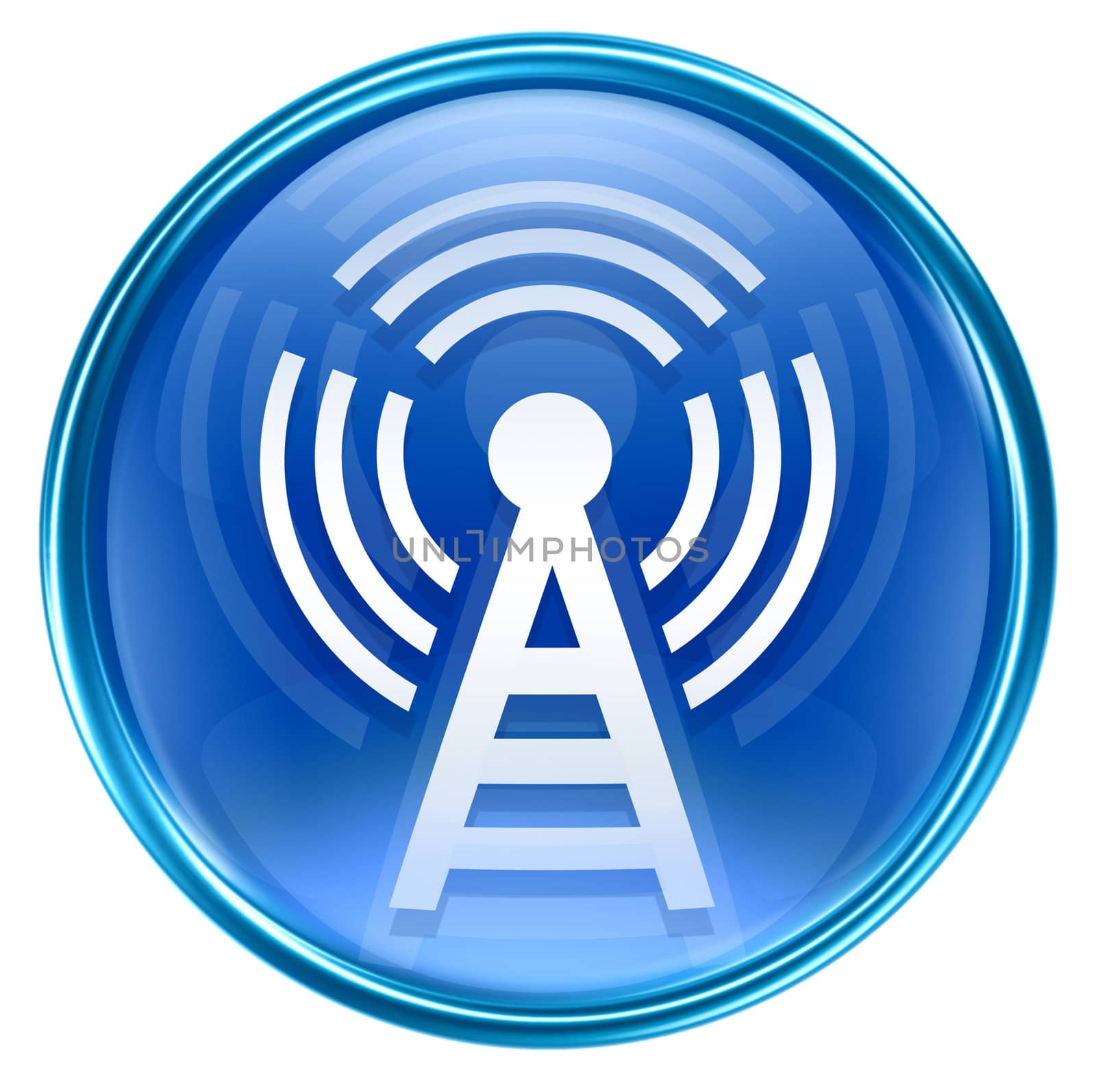 WI-FI tower icon blue, isolated on white background by zeffss