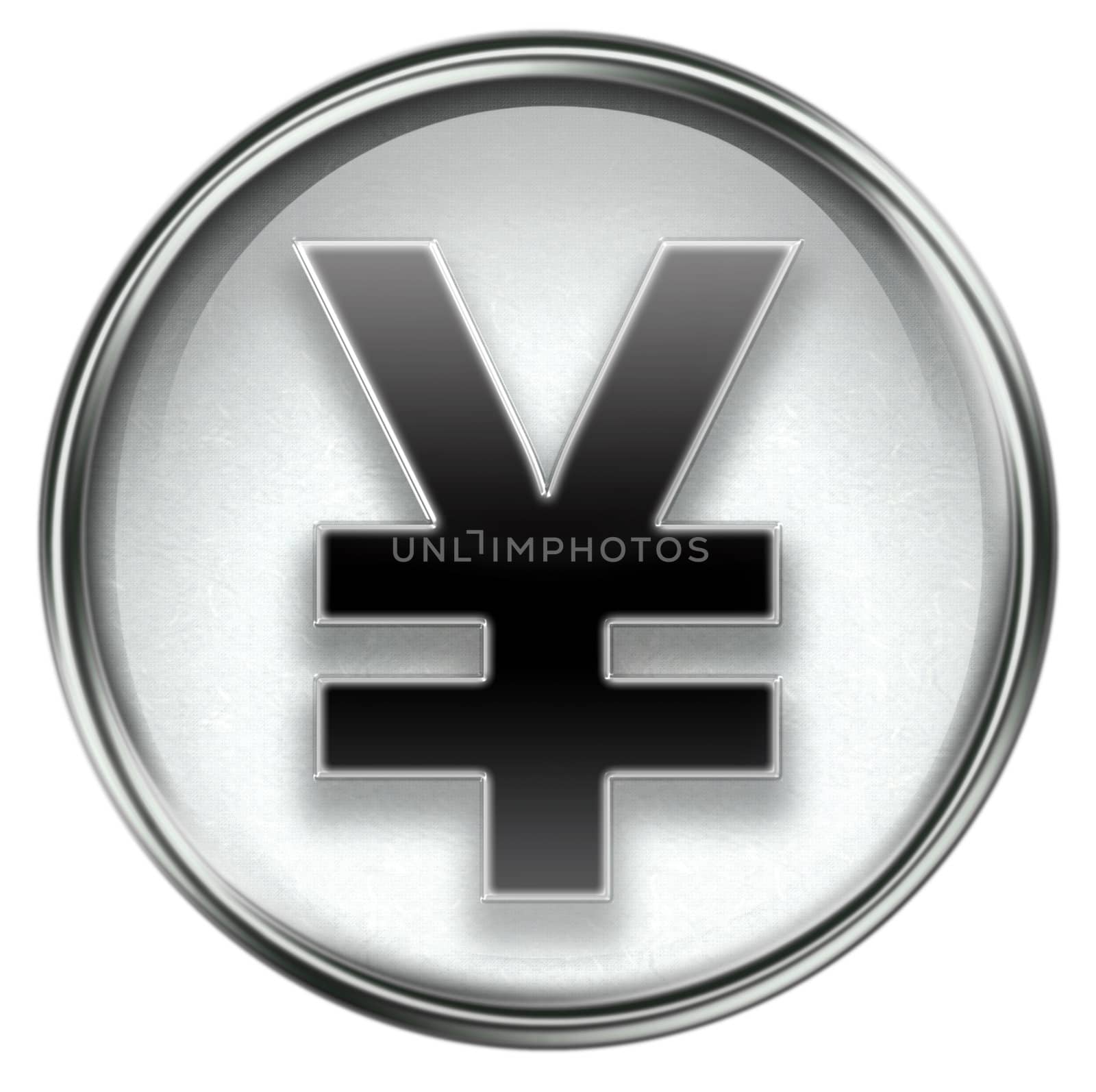 Yen icon grey, isolated on white background