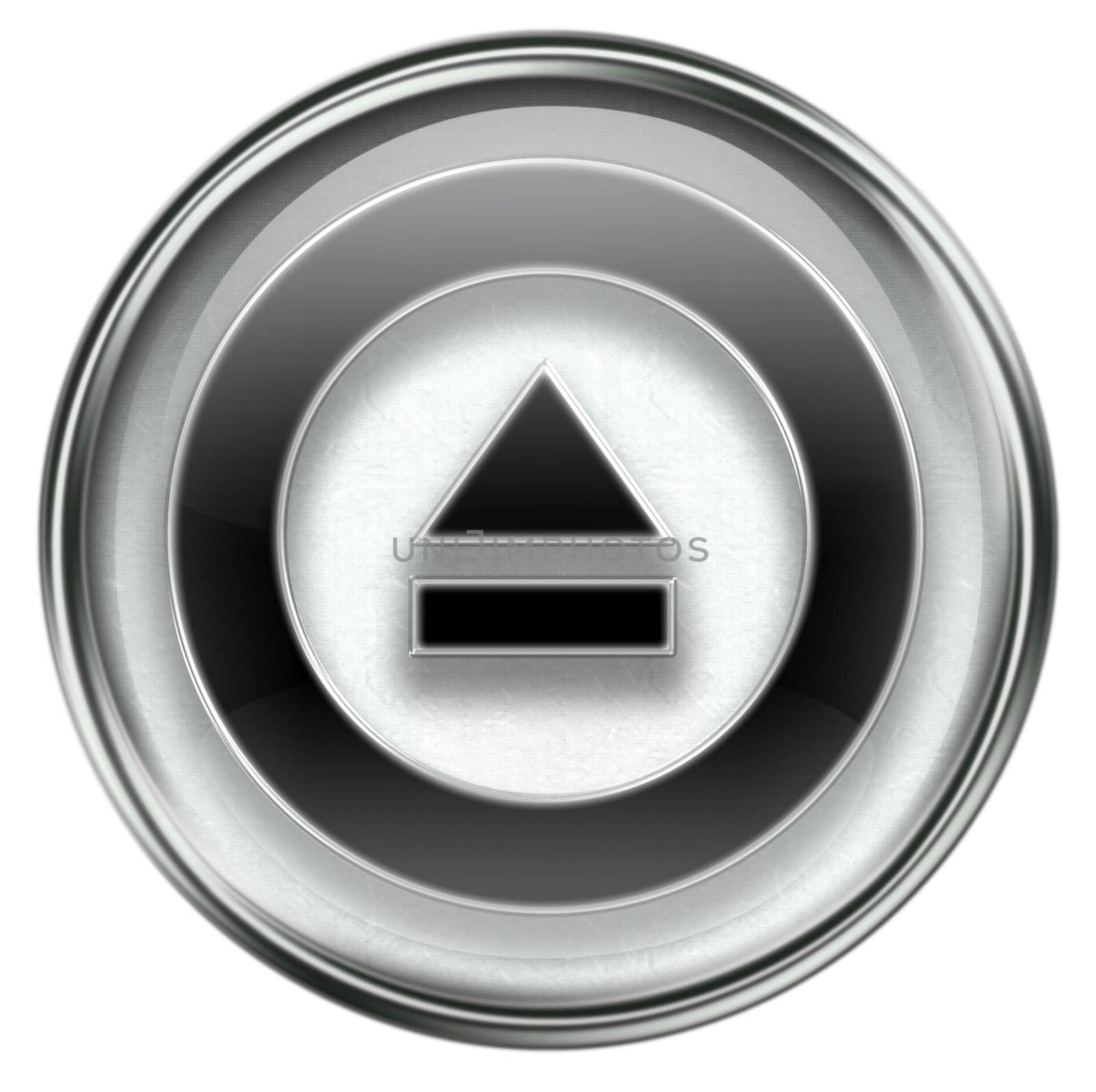 Eject icon grey, isolated on white background.