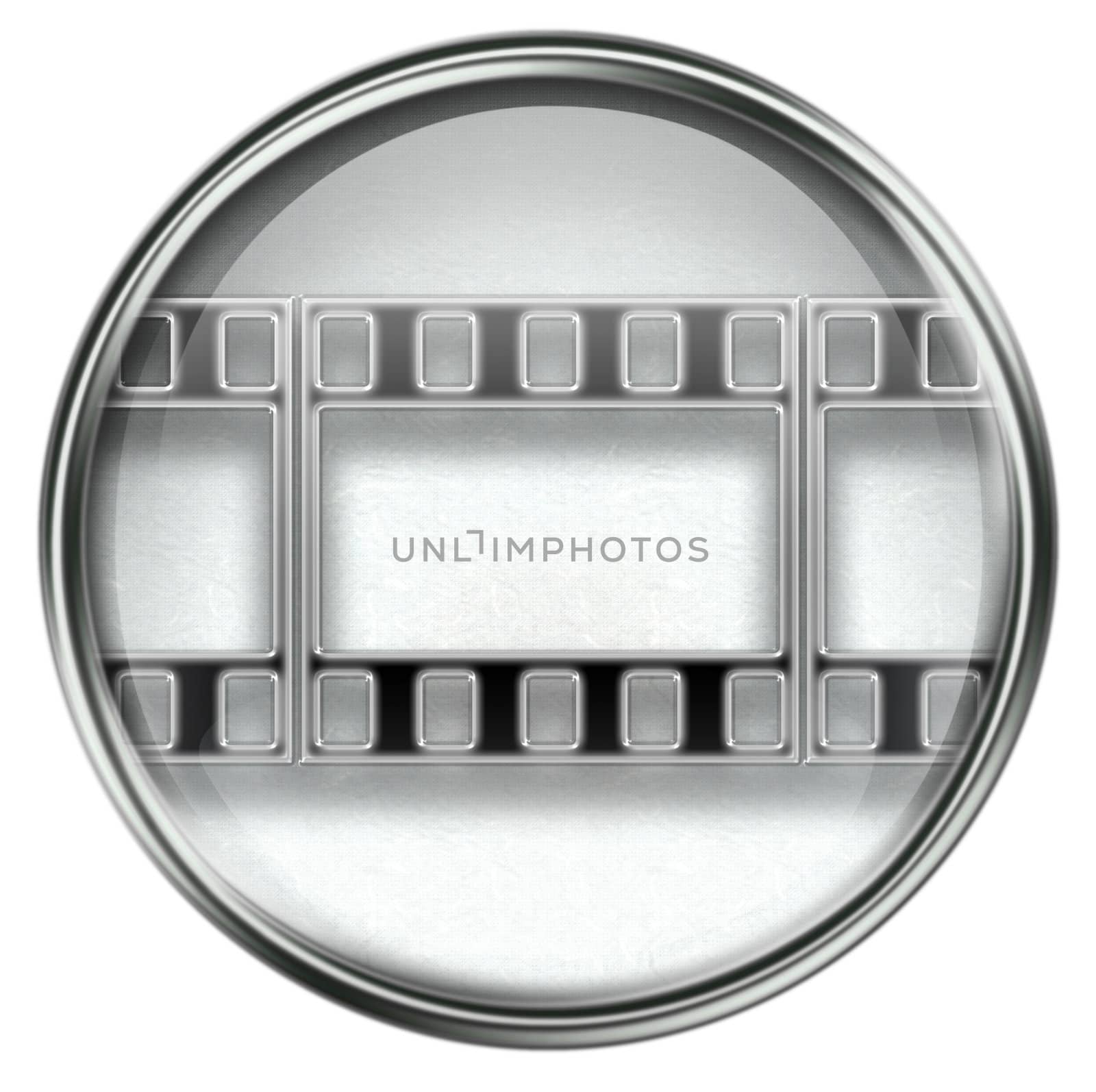 Film icon grey, isolated on white background.