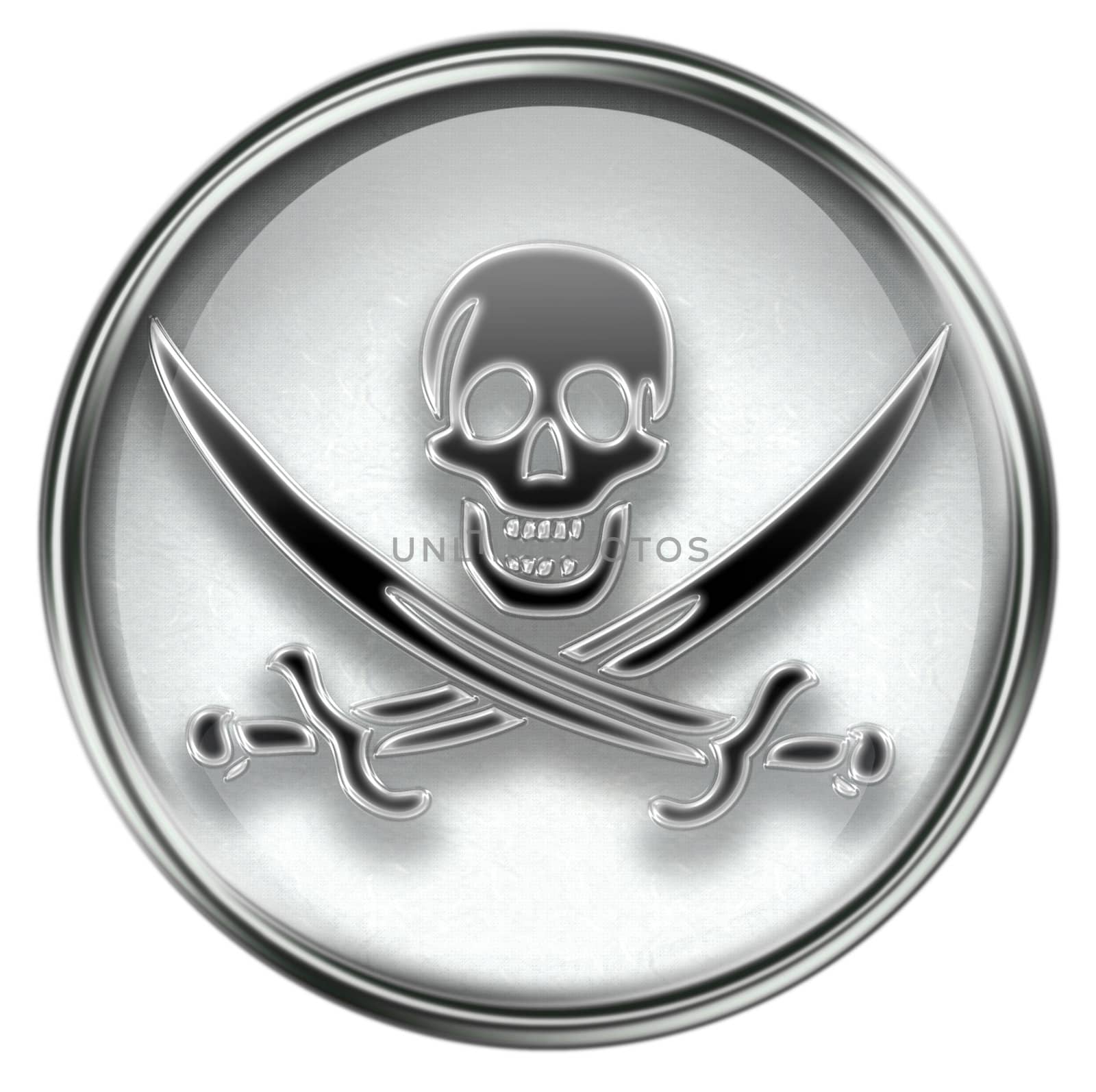 Pirate icon grey, isolated on white background.