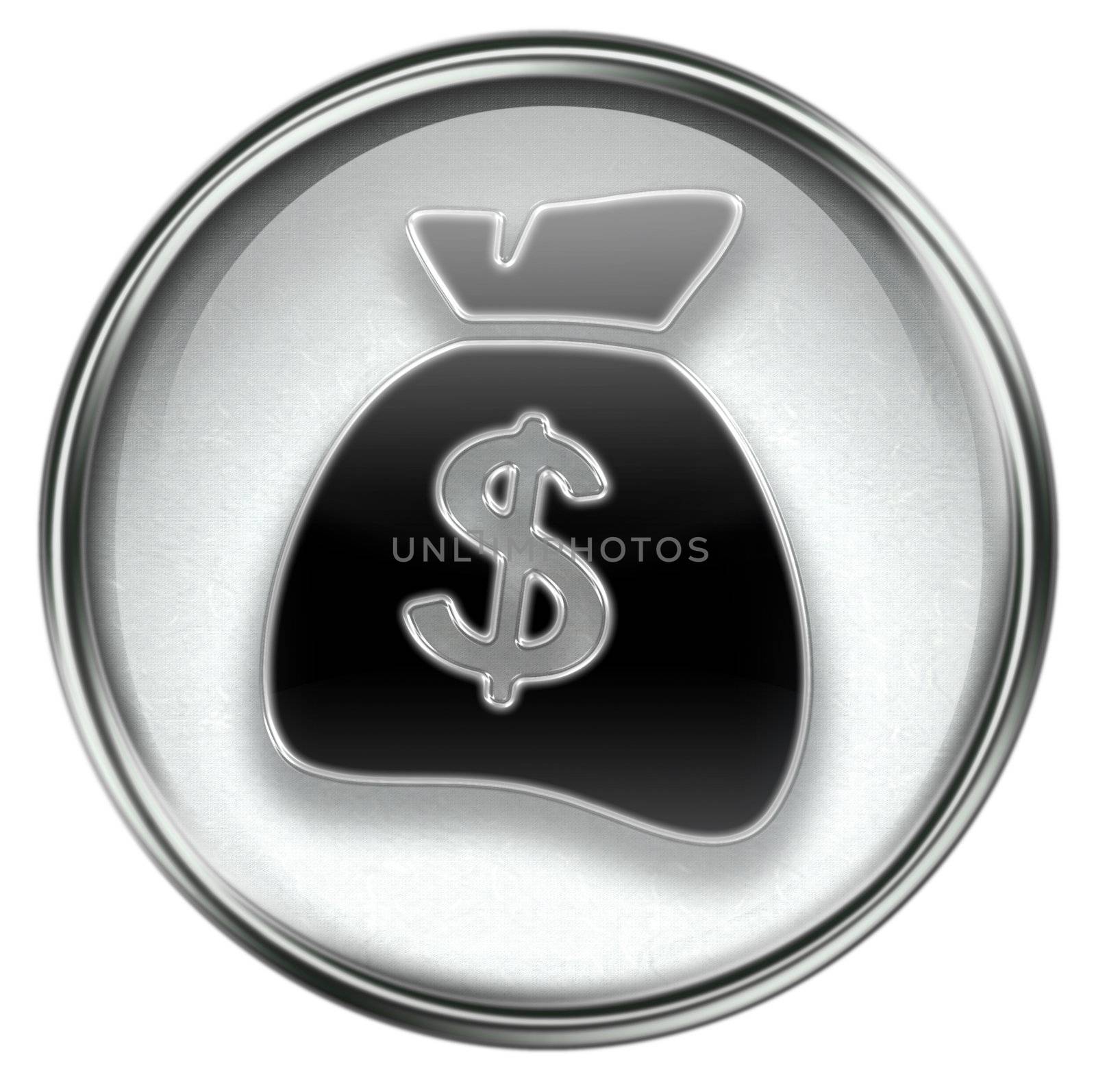 dollar icon grey, isolated on white background.