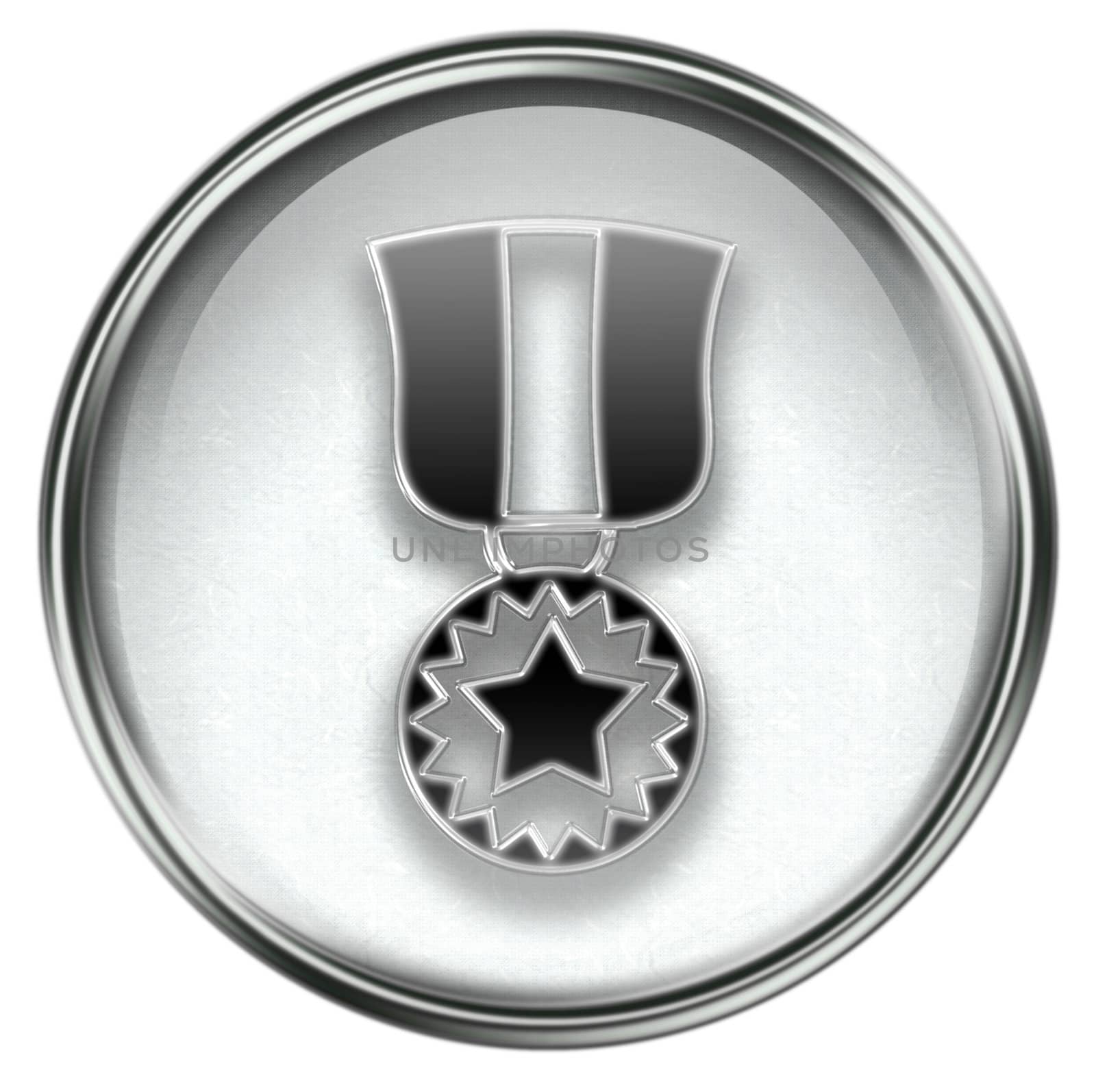 medal icon grey, isolated on white background.