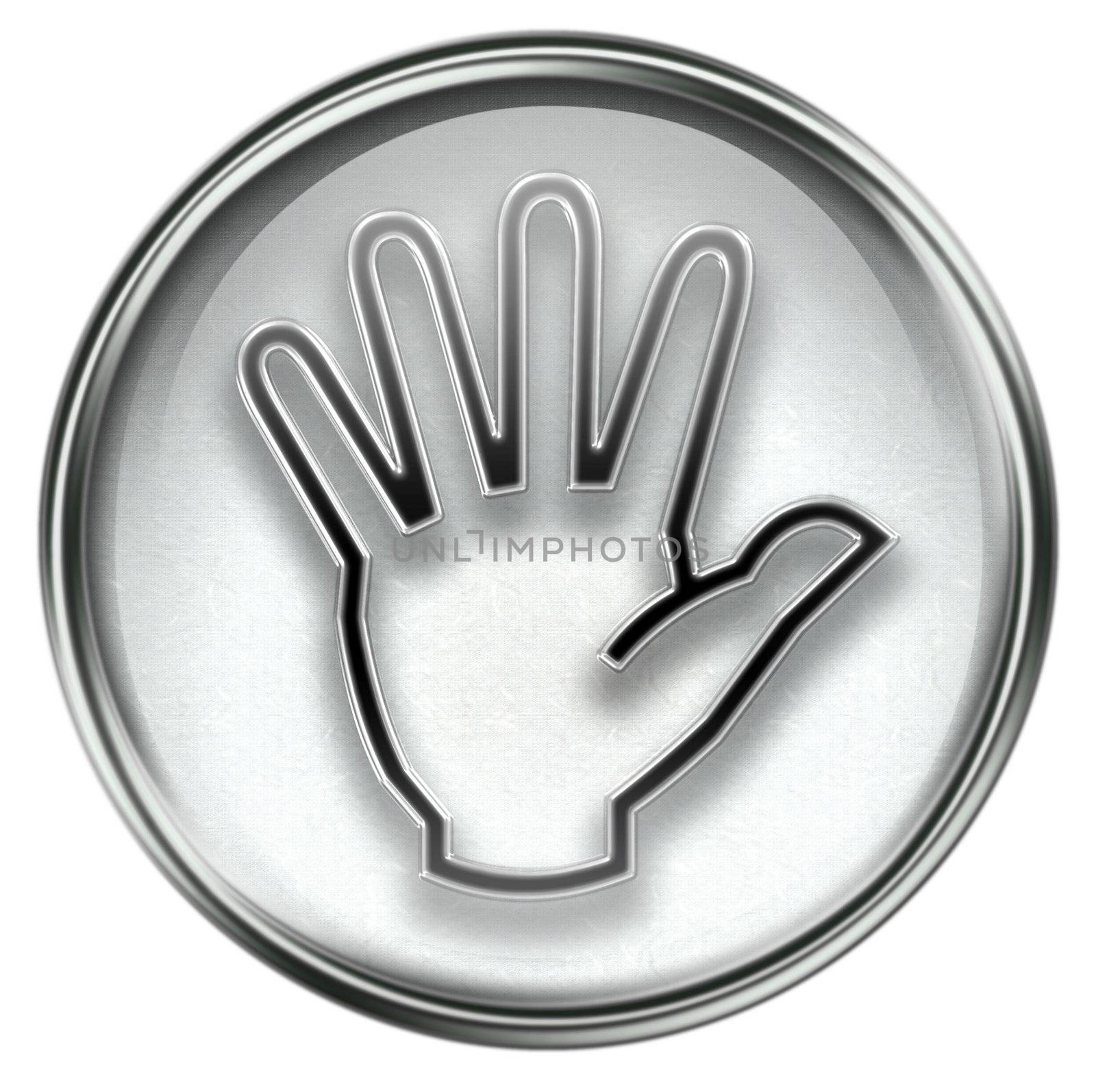 hand icon grey, isolated on white background.