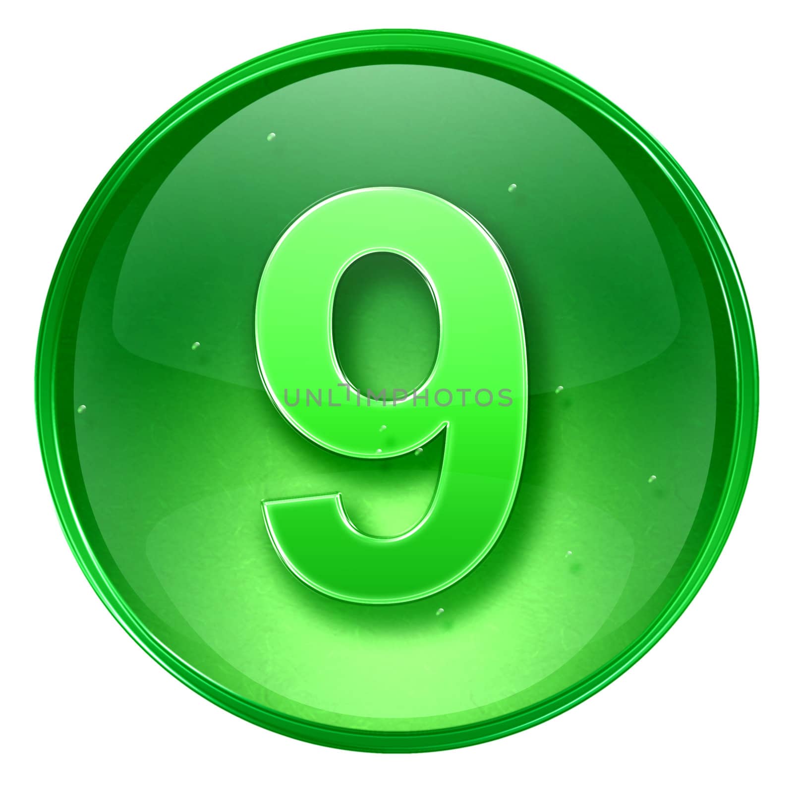 number Nine icon green, isolated on white background.  by zeffss