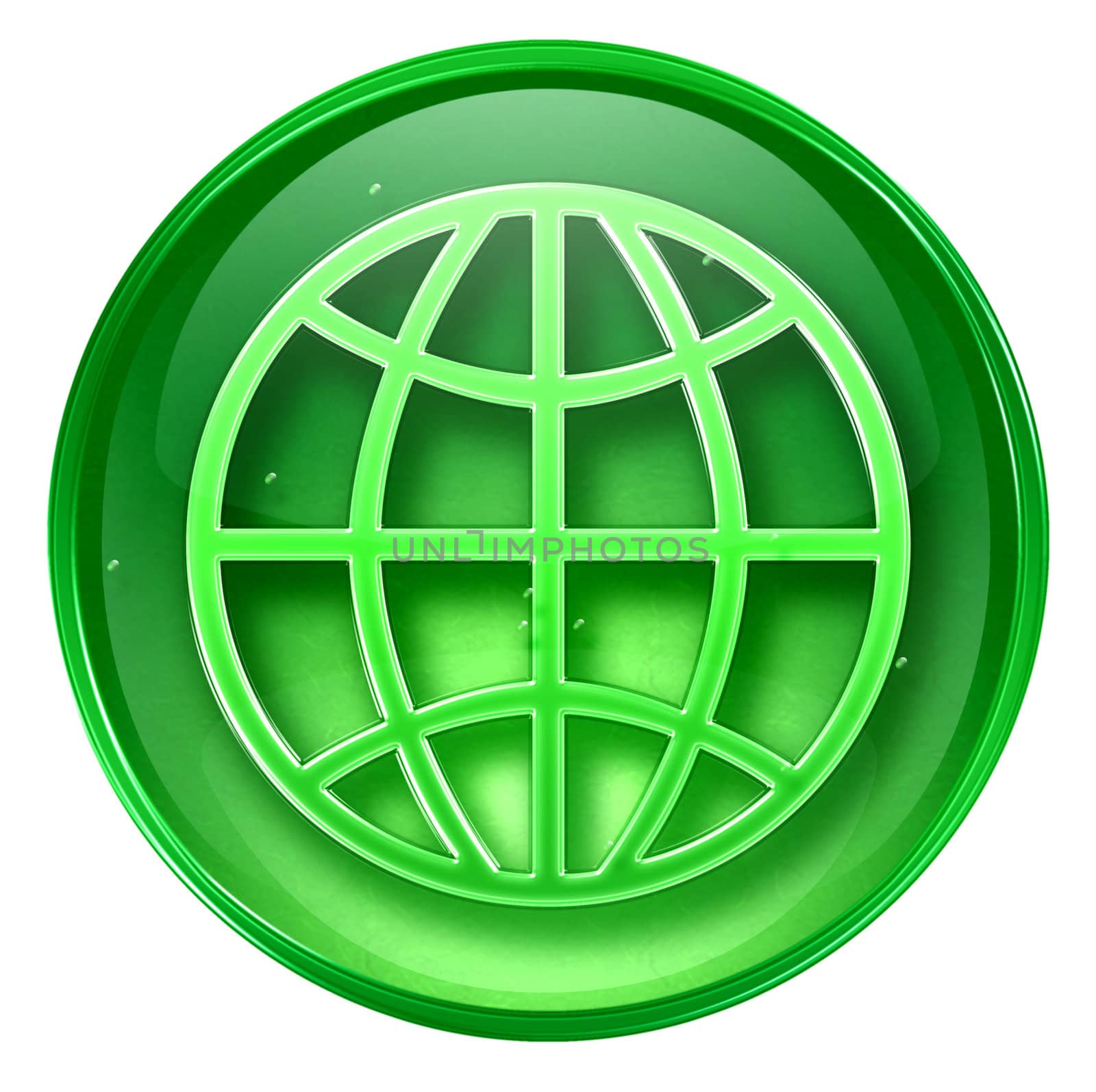 globe icon green, isolated on white background.