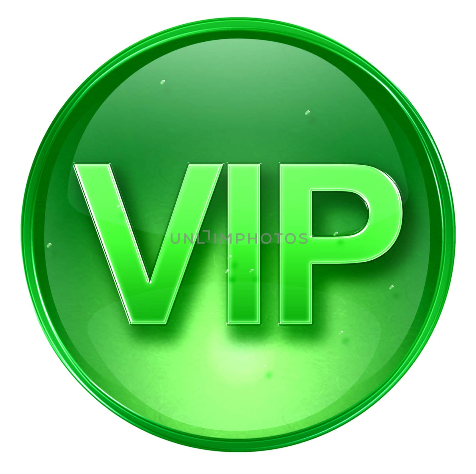 VIP icon green, isolated on white background. 