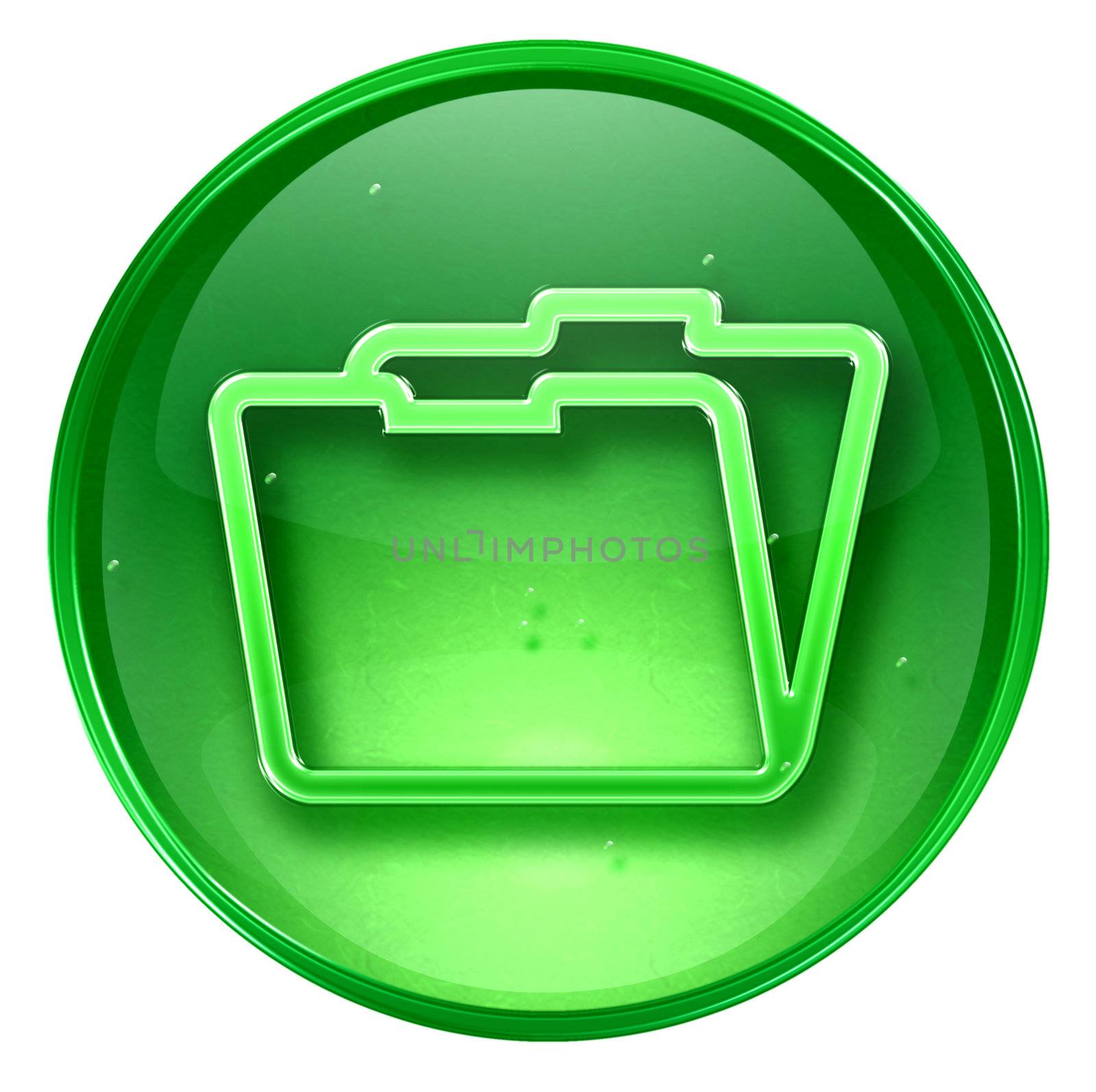  Folder icon green, isolated on white background