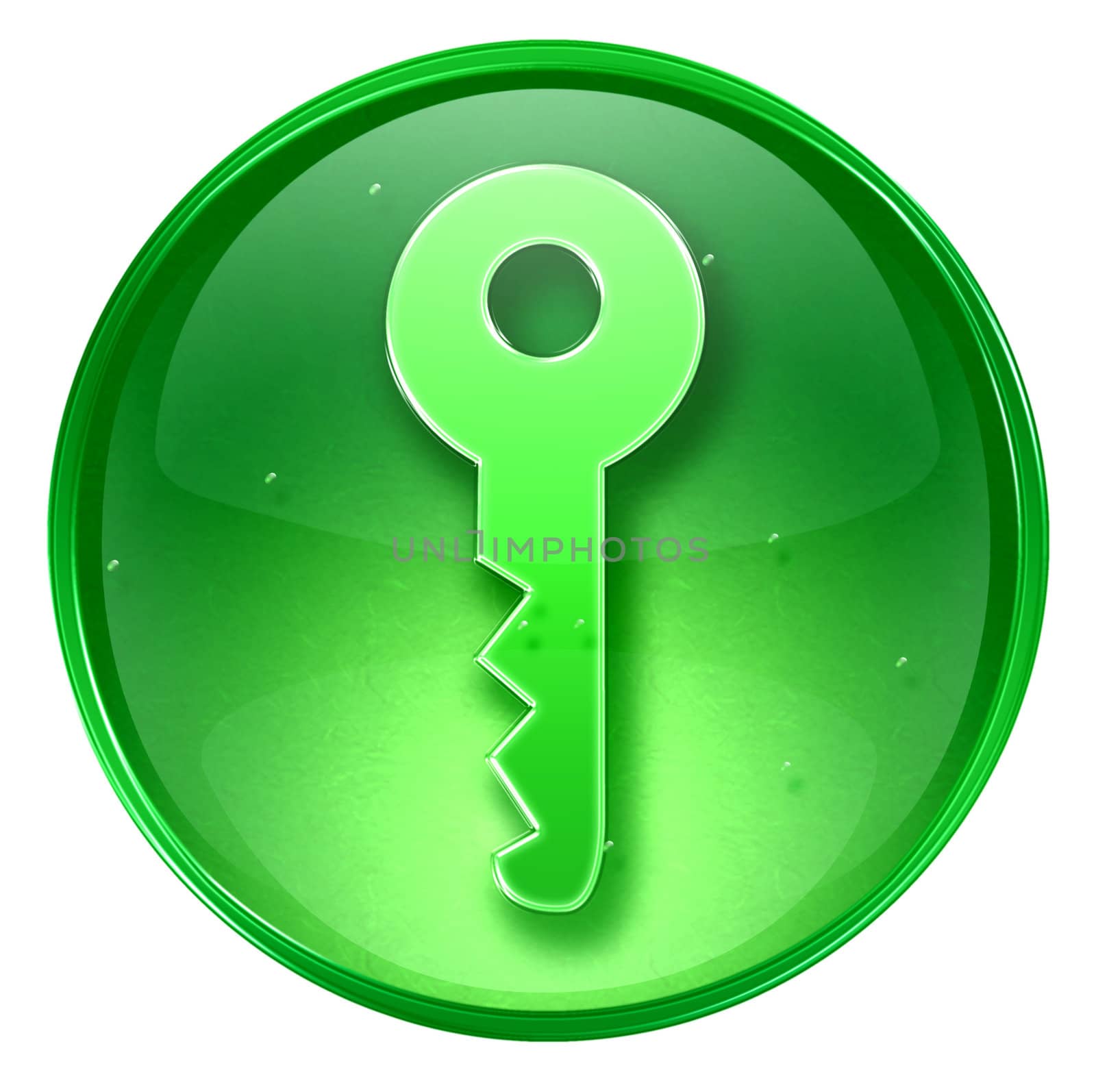 Key icon green, isolated on white background