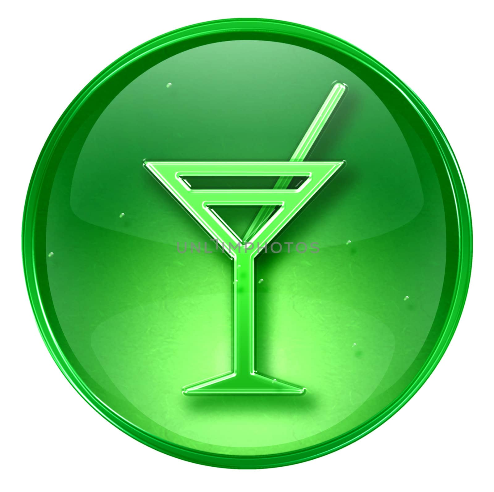 wineglass icon green, isolated on white background.