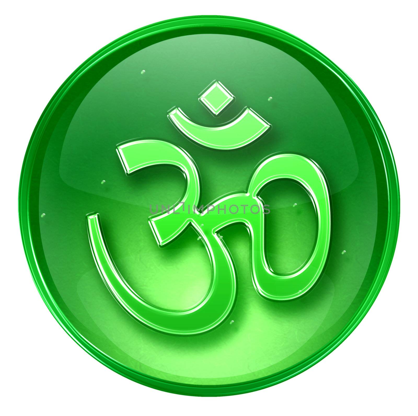 Om Symbol icon green, isolated on white background.