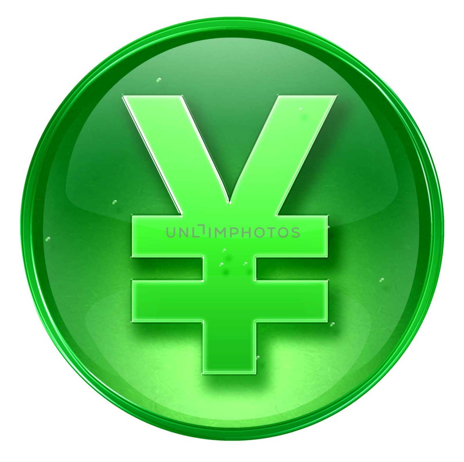 Yen icon green, isolated on white background