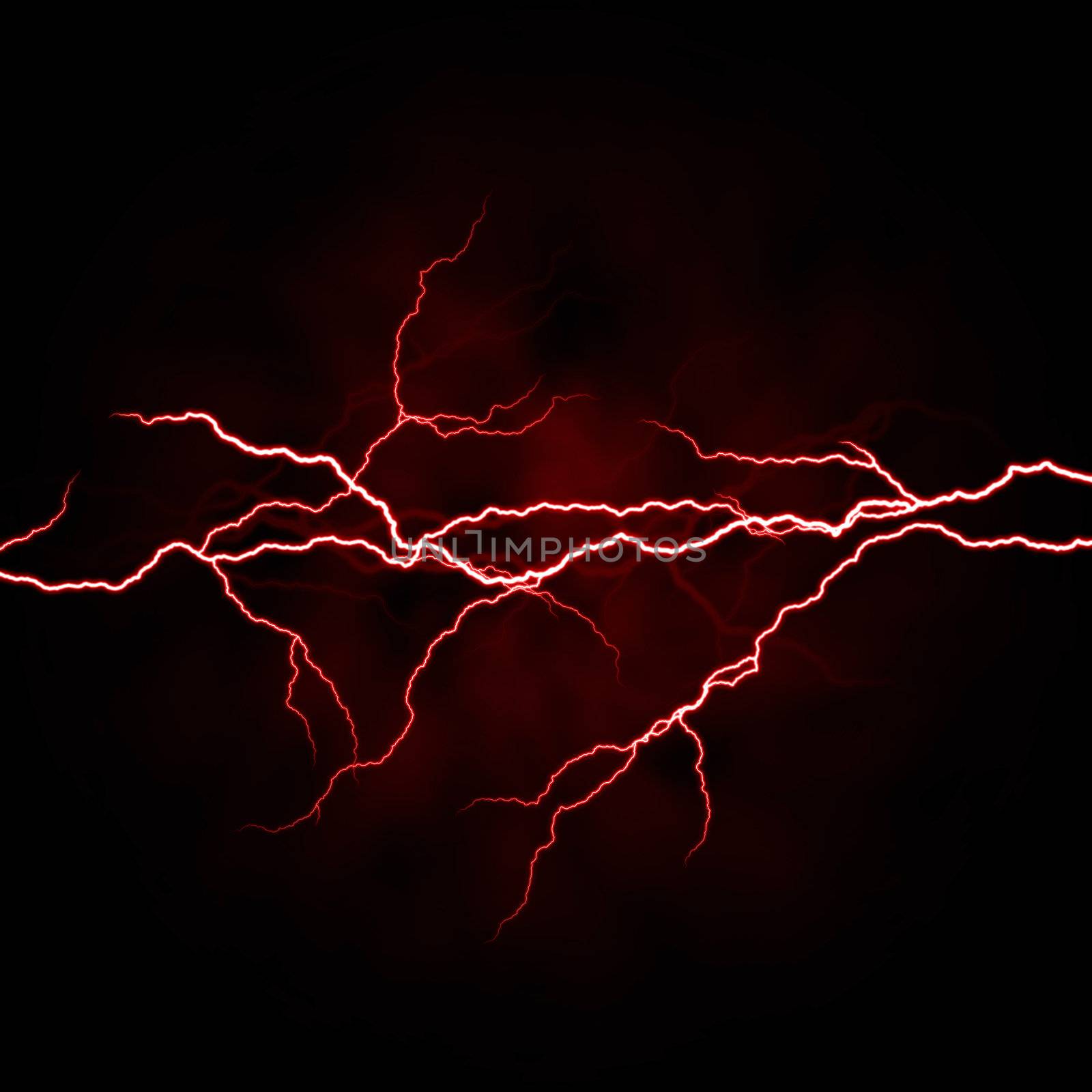 electrical white red lightning over dark background