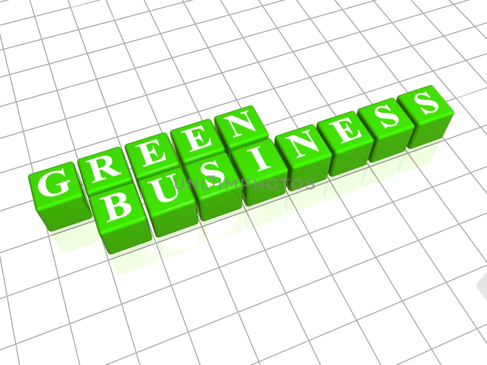 Green business  3d green boxes over white