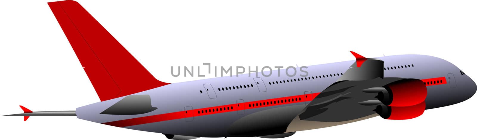 Passenger  Airplane on the air. Vector illustration