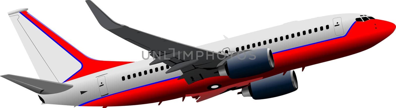 Passenger  Airplane on the air. Vector illustration