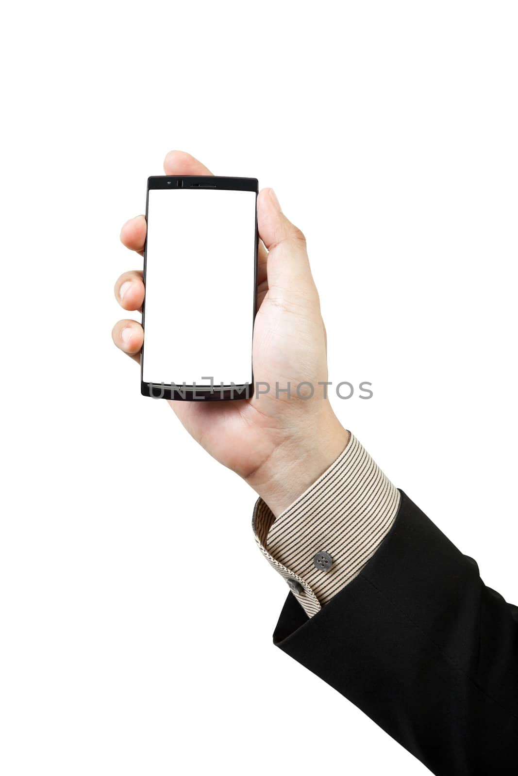 Hand holding and touch smart phone