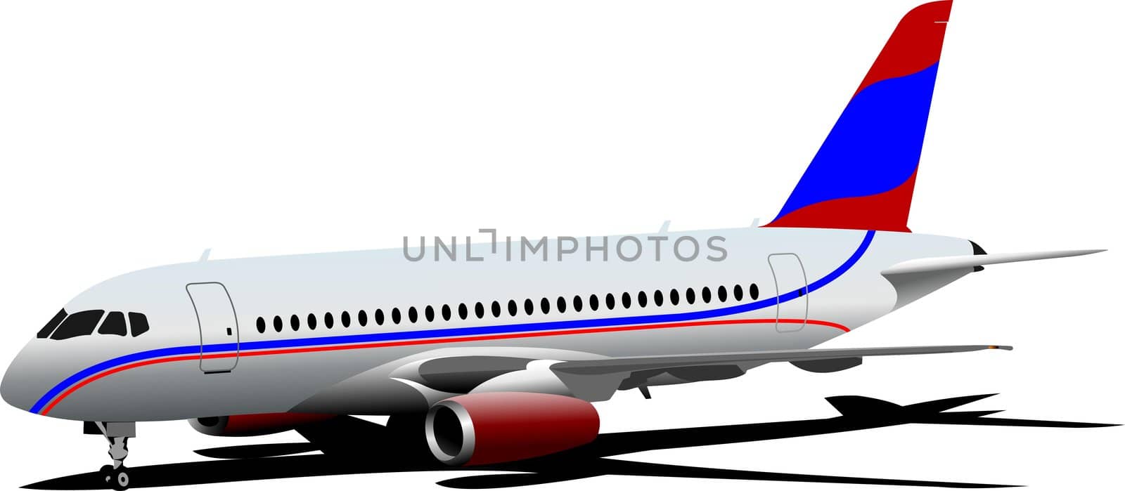 Passenger  Airplane on the air. Vector illustration