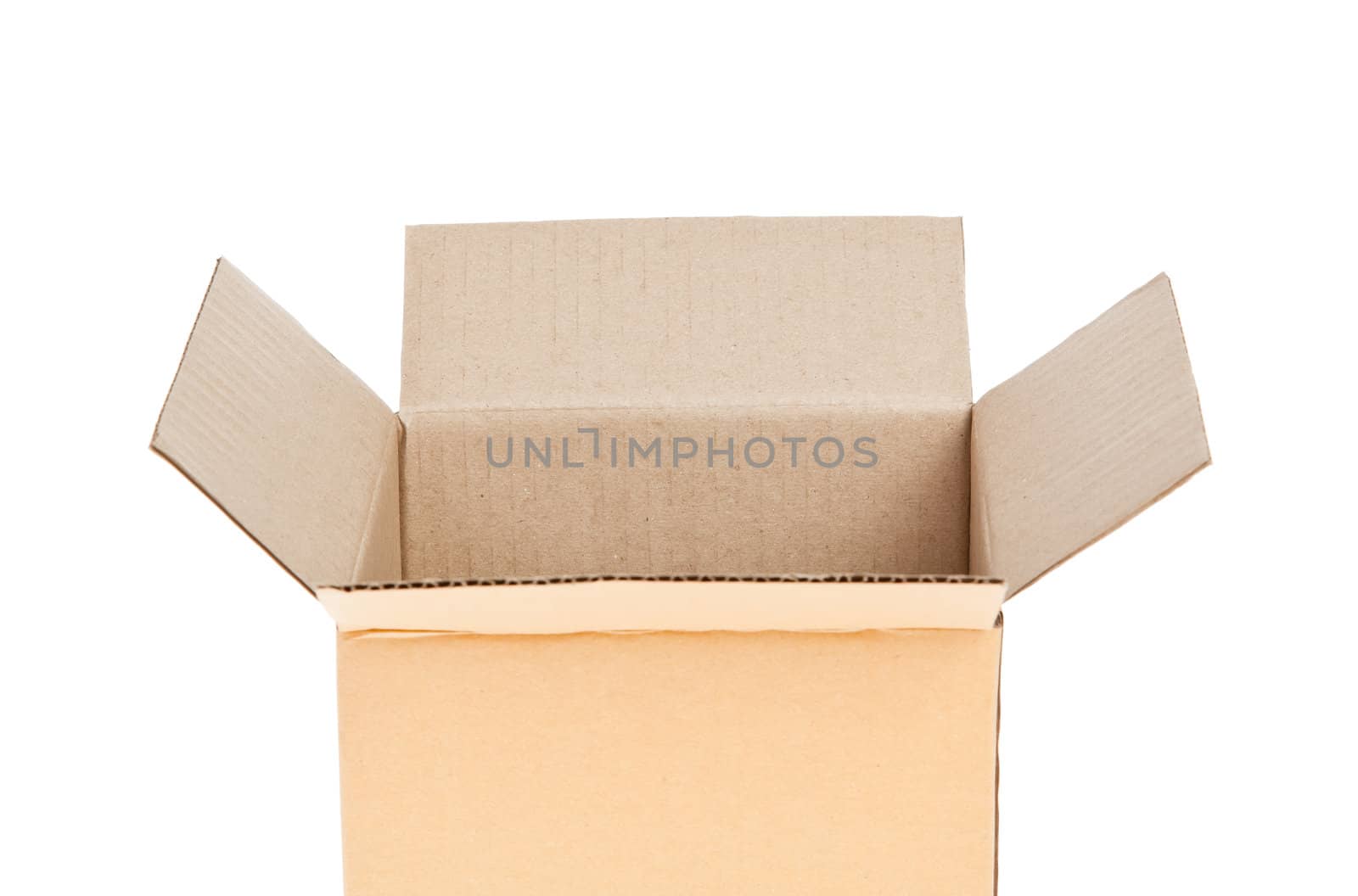 Open Corrugated cardboard box isolated on white background