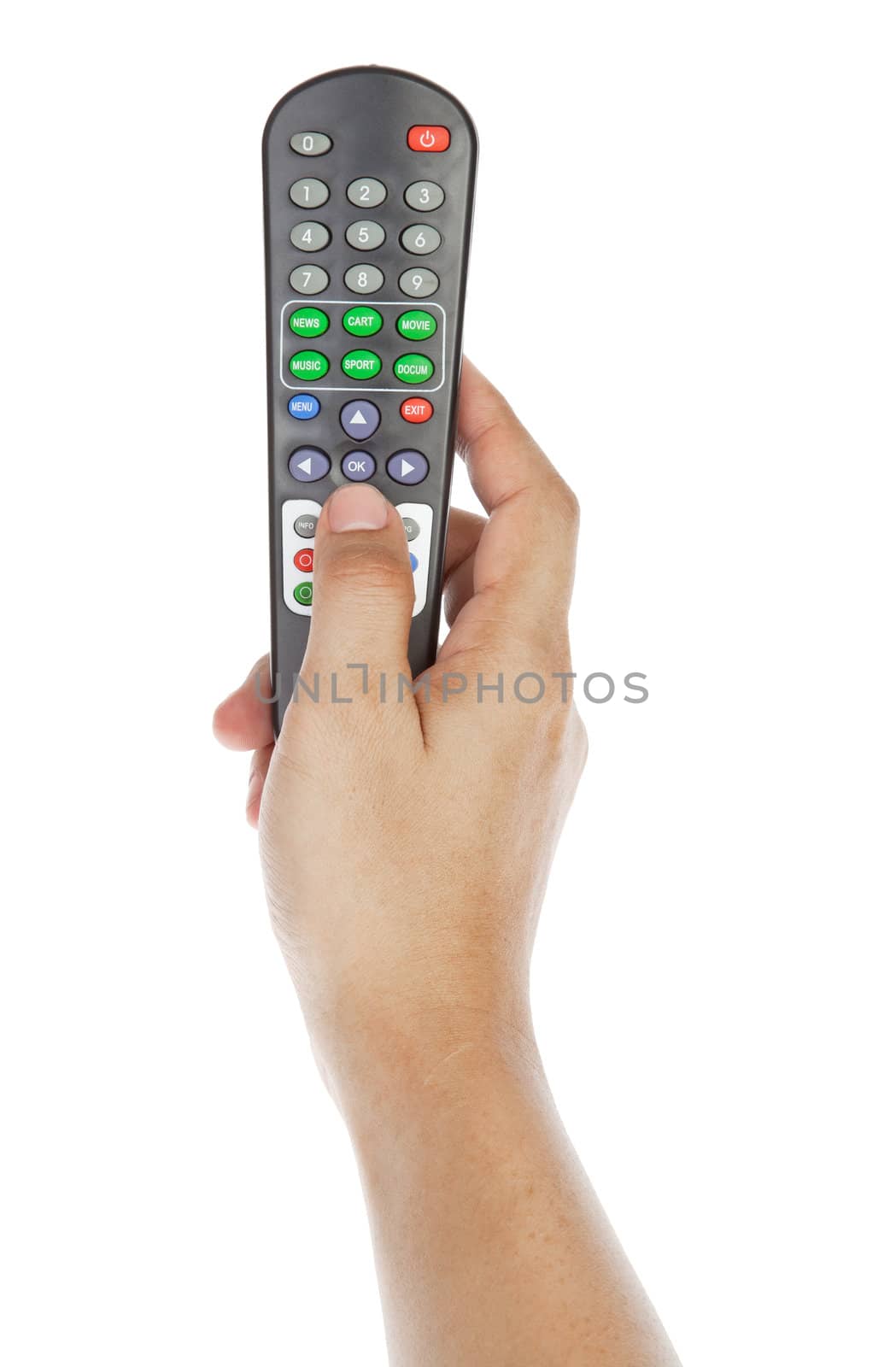 Receiver remote control. Isolated and hand by FrameAngel