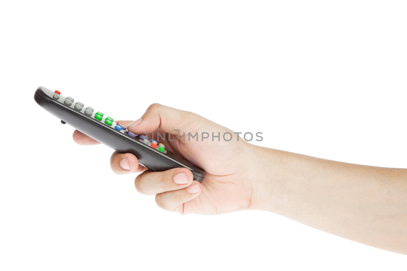 Receiver remote control. Isolated and hand by FrameAngel