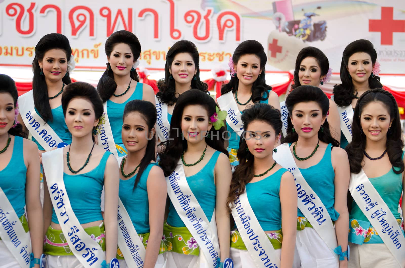 Prachuap Khiri Khan, THAILAND - March 2nd:Unidentified Competitors during the "Miss Sam-All beauty contest 2013" at Prachuap Khiri Khan province on March 2nd, 2013 in Prachuap Khiri Khan, Thailand. 