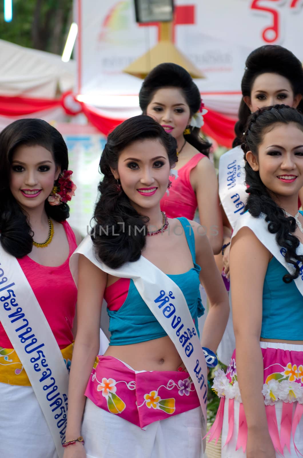 Prachuap Khiri Khan, THAILAND - March 2nd:Unidentified Competitors during the "Miss Sam-All beauty contest 2013" at Prachuap Khiri Khan province on March 2nd, 2013 in Prachuap Khiri Khan, Thailand. 