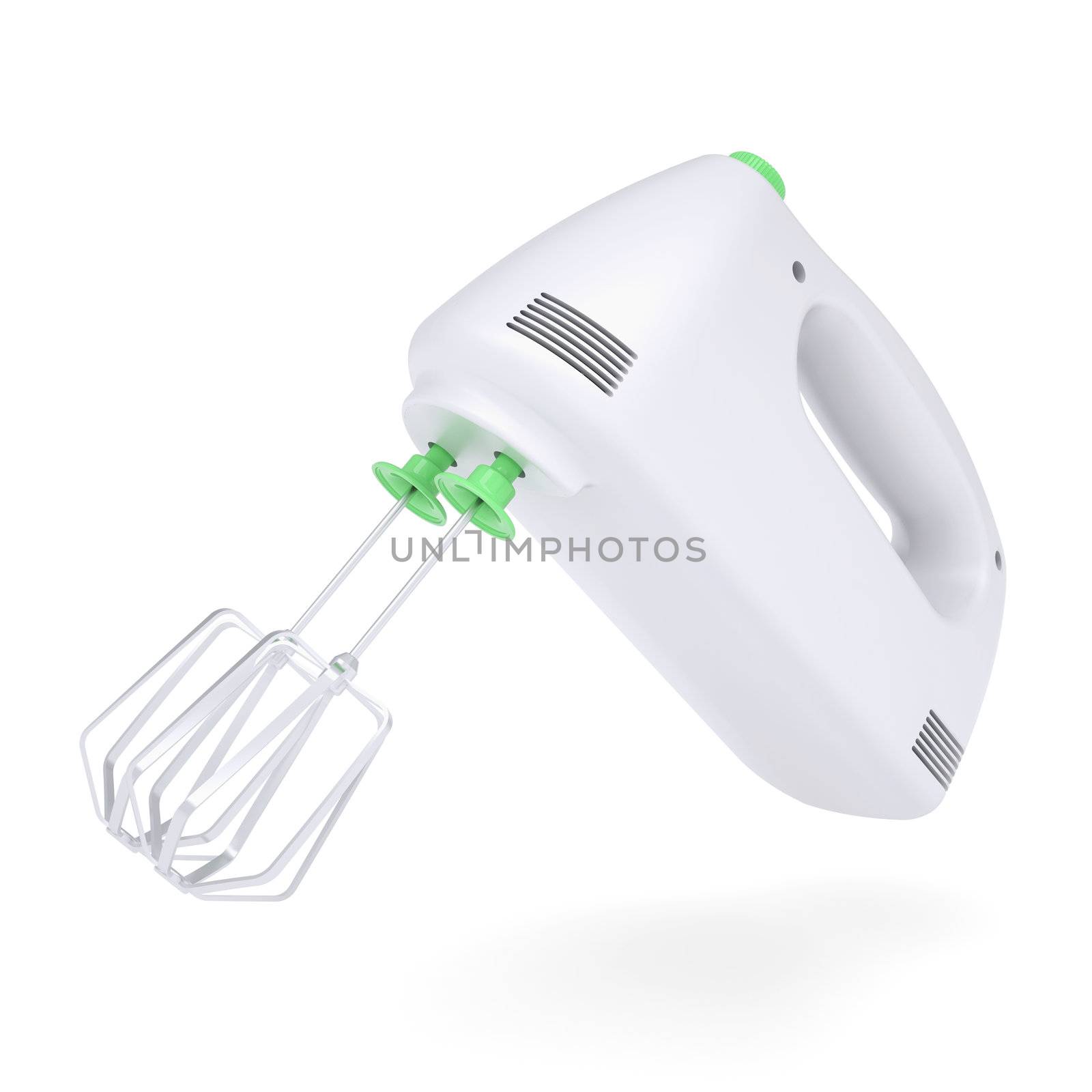 White hand mixer. Isolated render on a white background