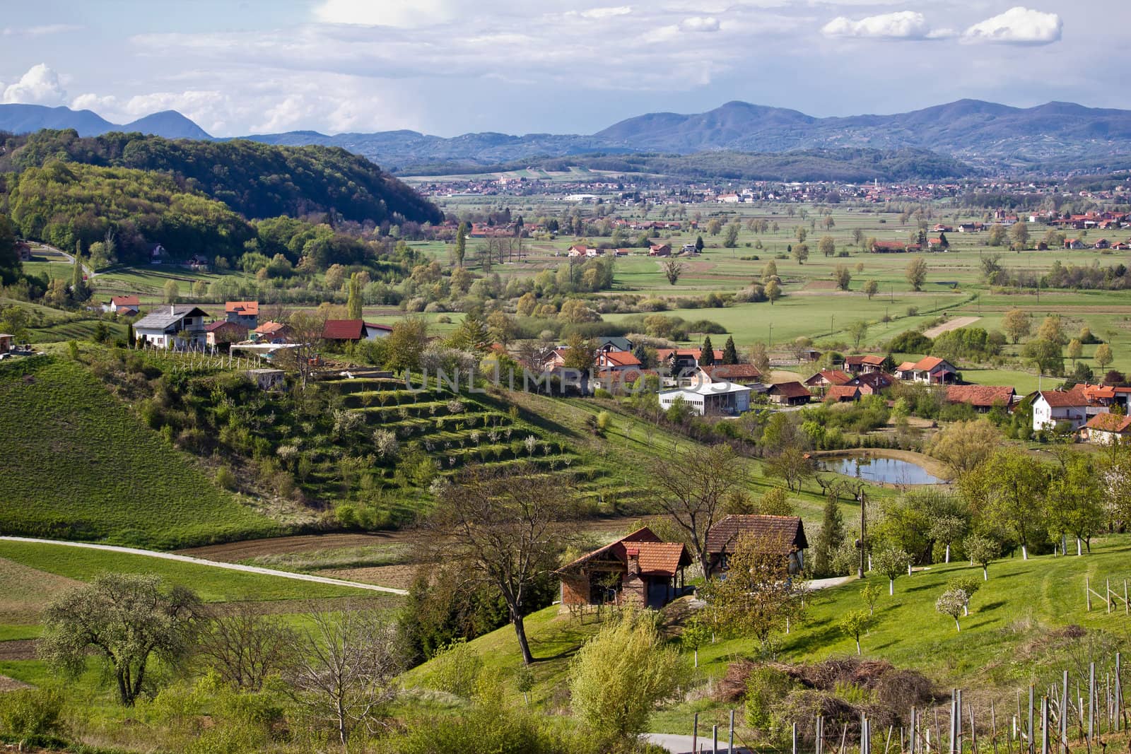 Green landscape of Zagorje region in Marija Bistrica